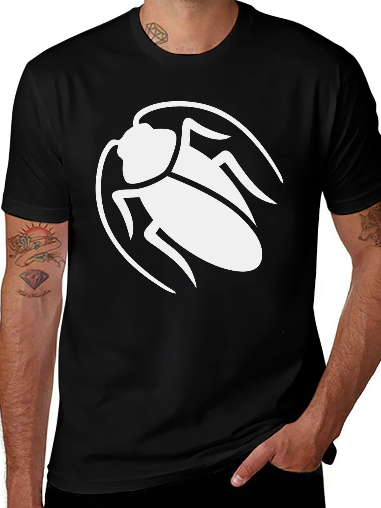 Bold Cockroach Graphic Tee - Black Cotton Blend