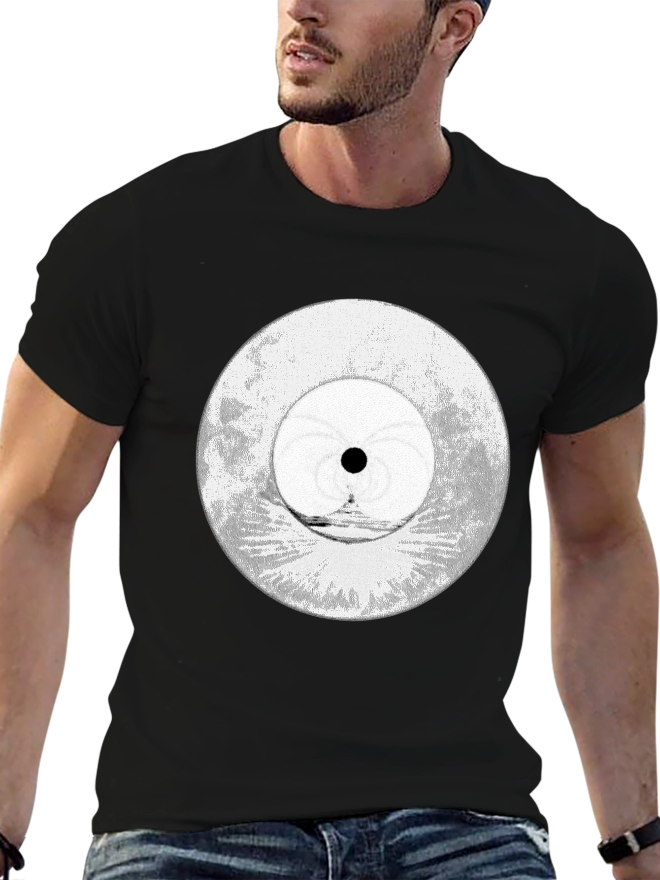 Abstract Eye Graphic Tee - Black Cotton Blend
