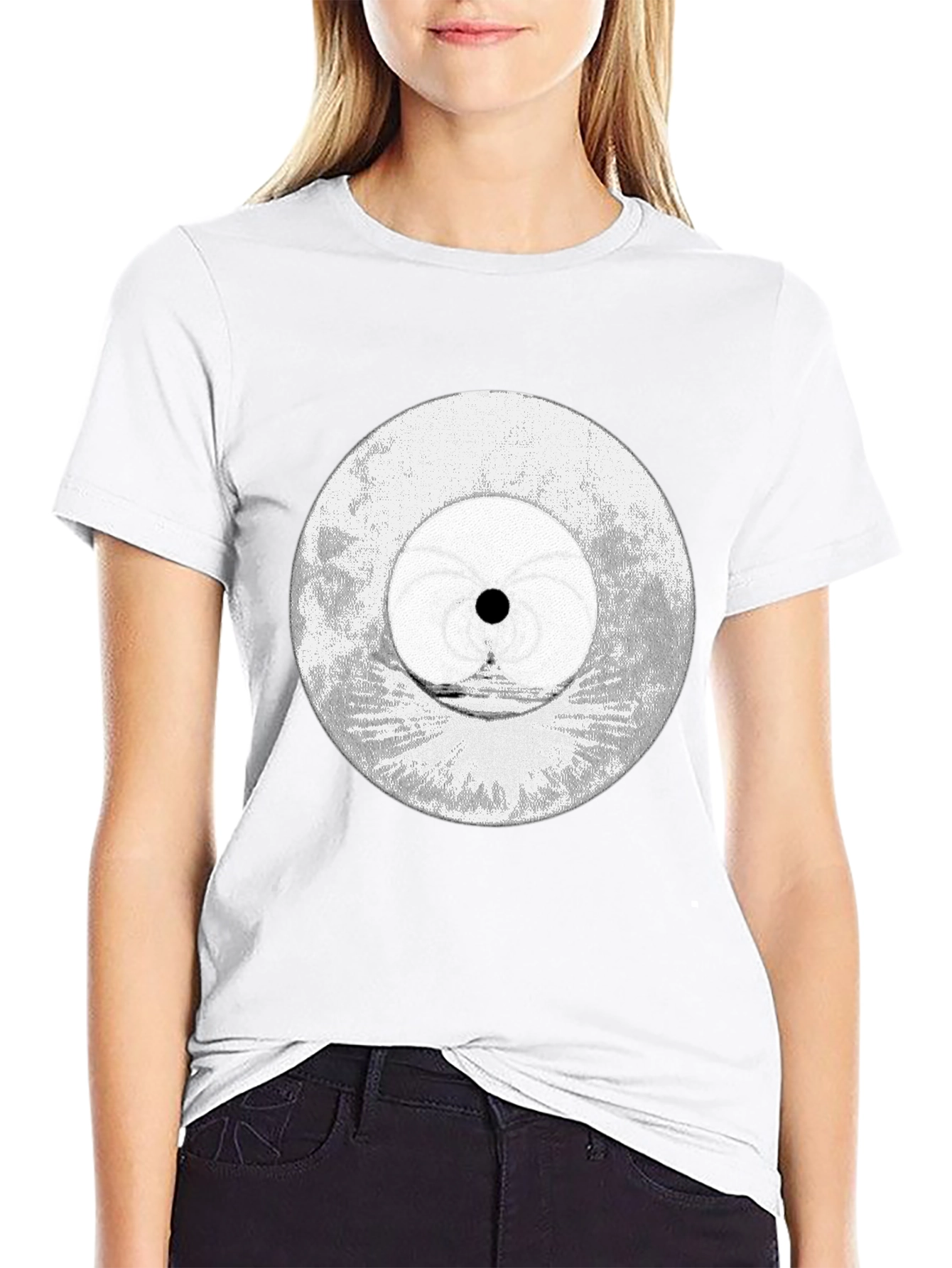 Abstract Eye Graphic Tee - Black Cotton Blend