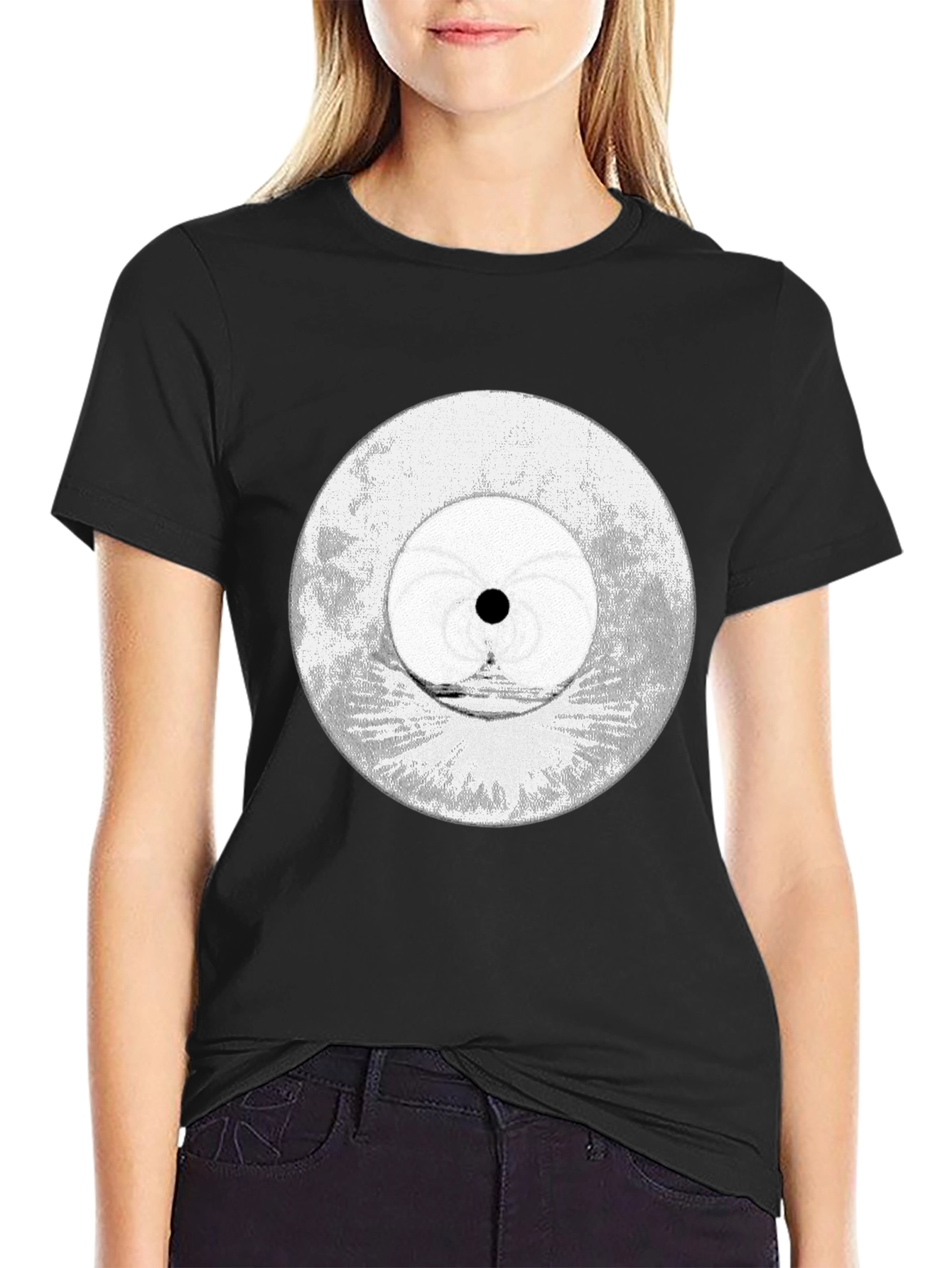 Abstract Eye Graphic Tee - Black Cotton Blend