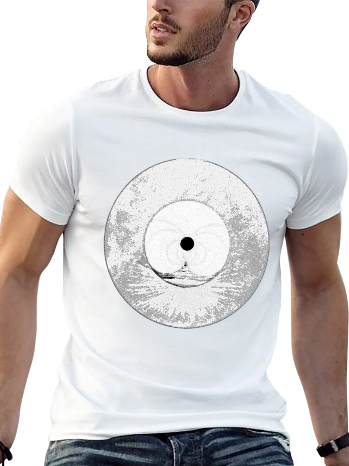 Abstract Eye Graphic Tee - Black Cotton Blend