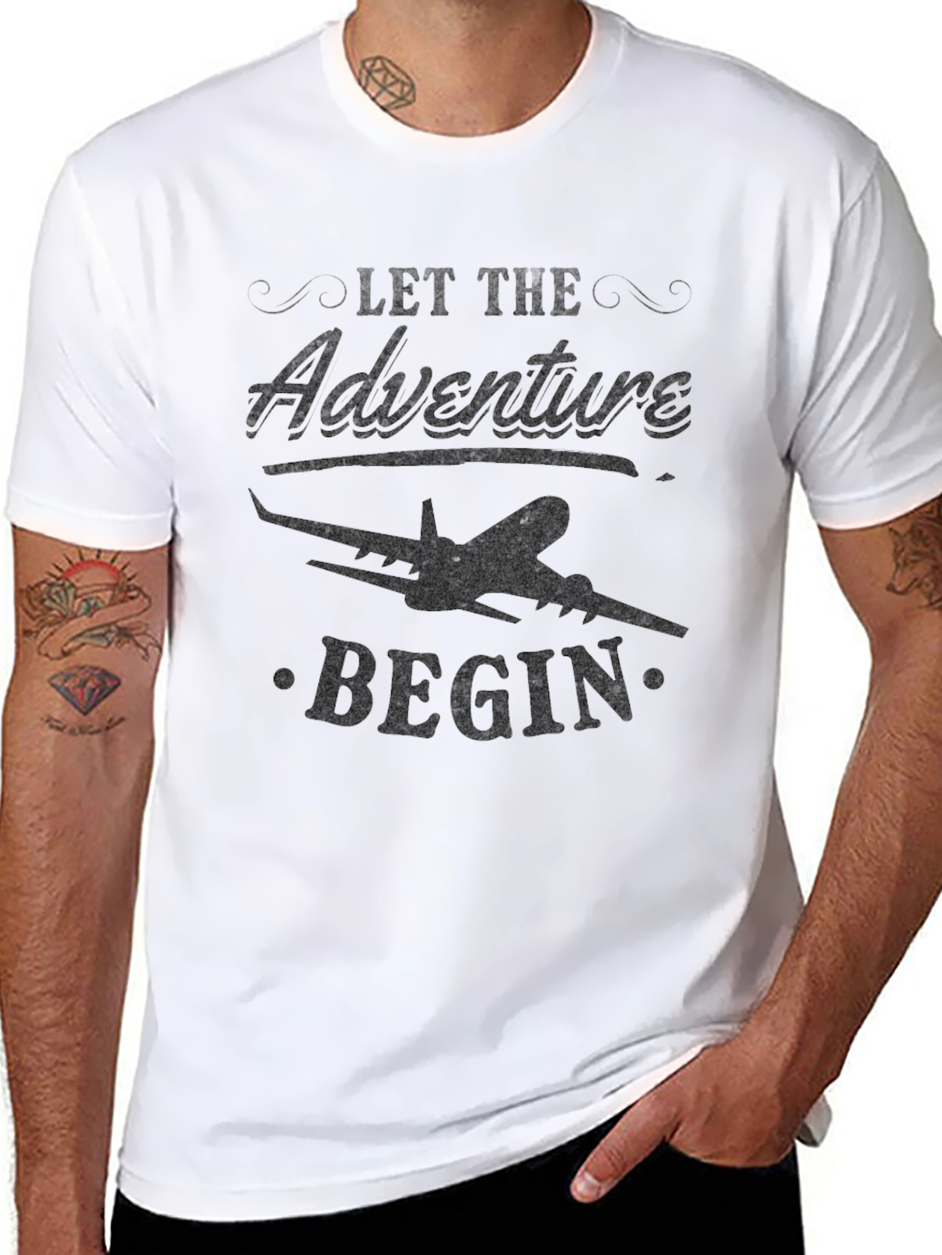 Adventure Begins Black Graphic Tee