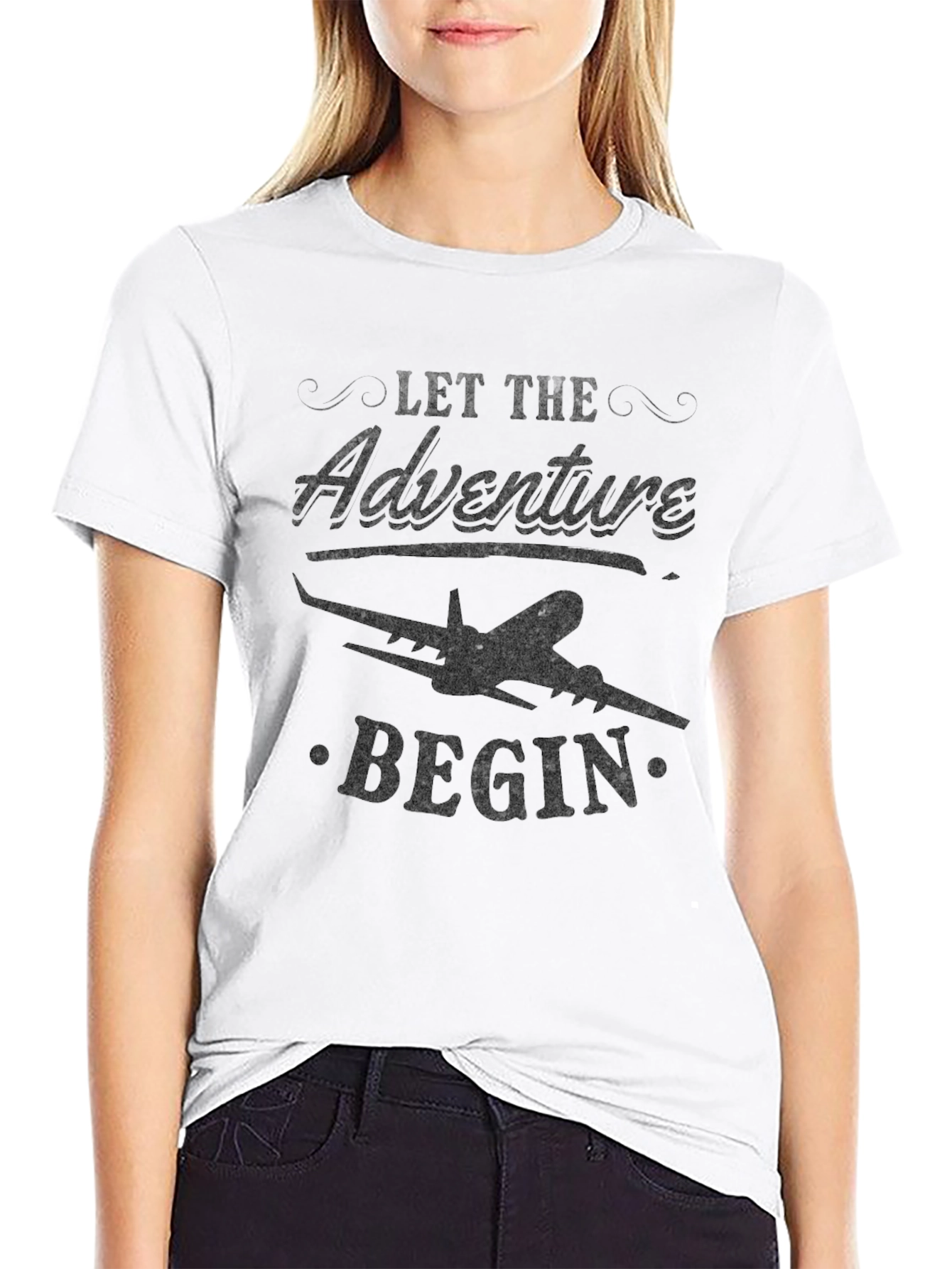 Adventure Begins Black Graphic Tee