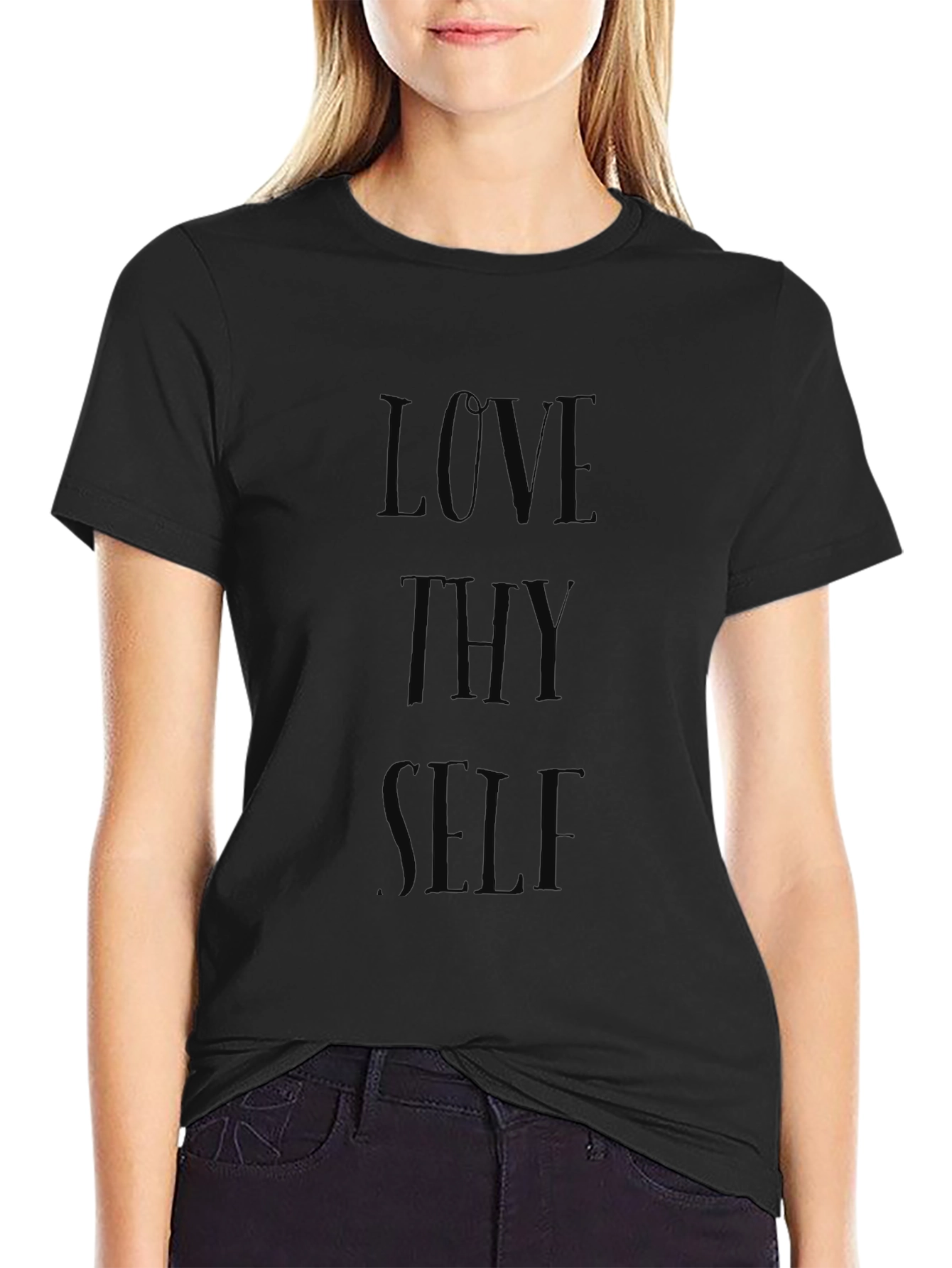 Love Thy Self Black Tee - Inspirational Message