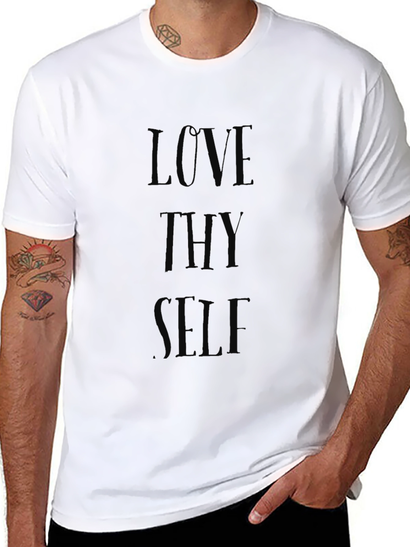 Love Thy Self Black Tee - Inspirational Message
