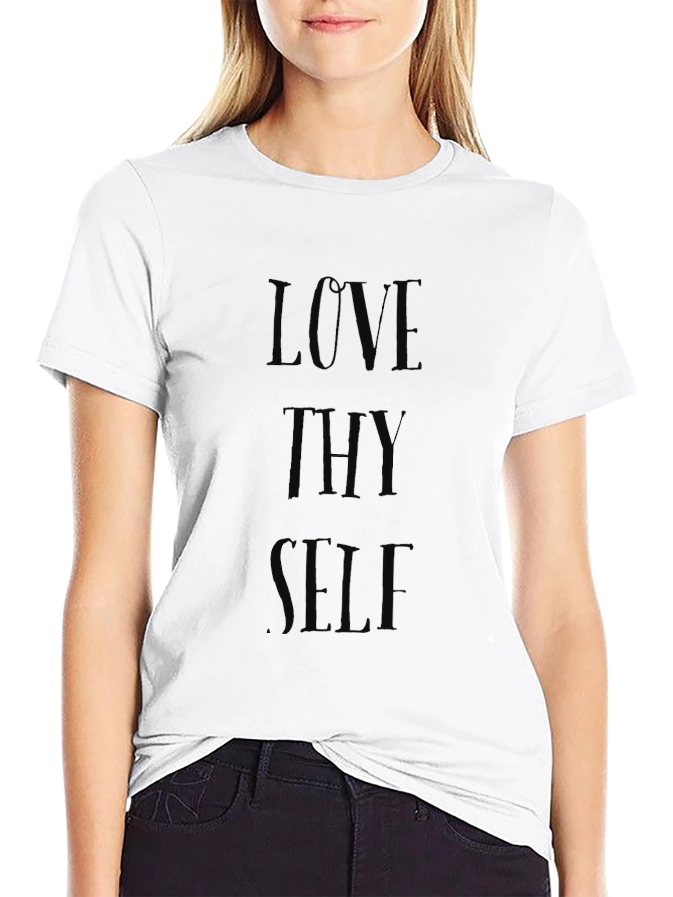 Love Thy Self Black Tee - Inspirational Message