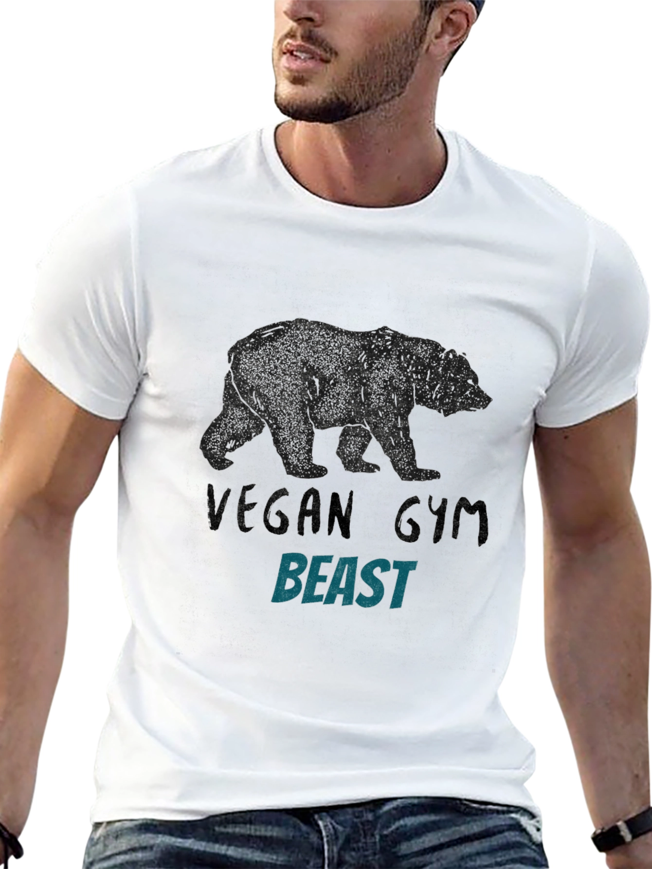 Vegan Gym Beast Graphic Tee - Black