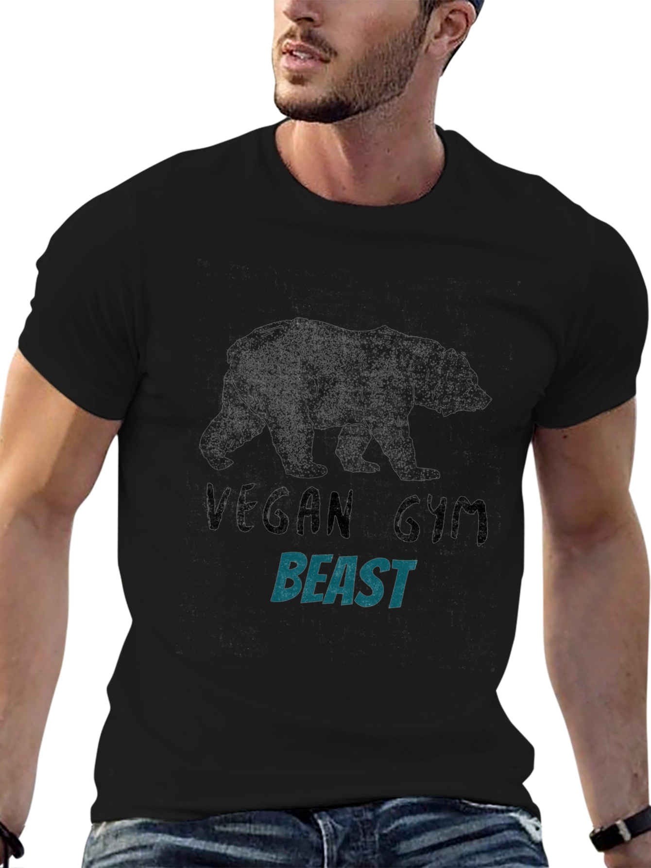 Vegan Gym Beast Graphic Tee - Black