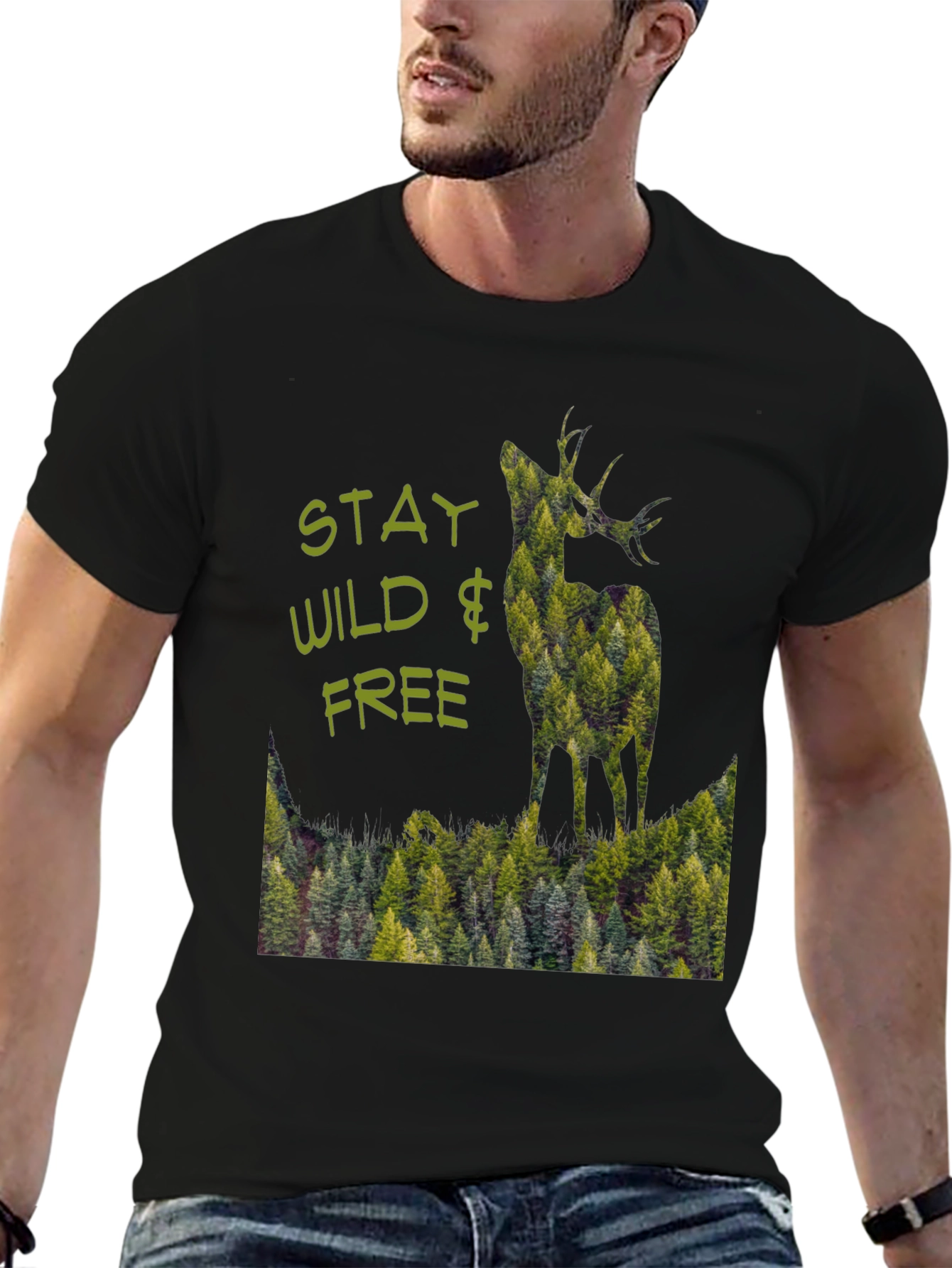 Stay Wild & Free Deer Forest Graphic Tee
