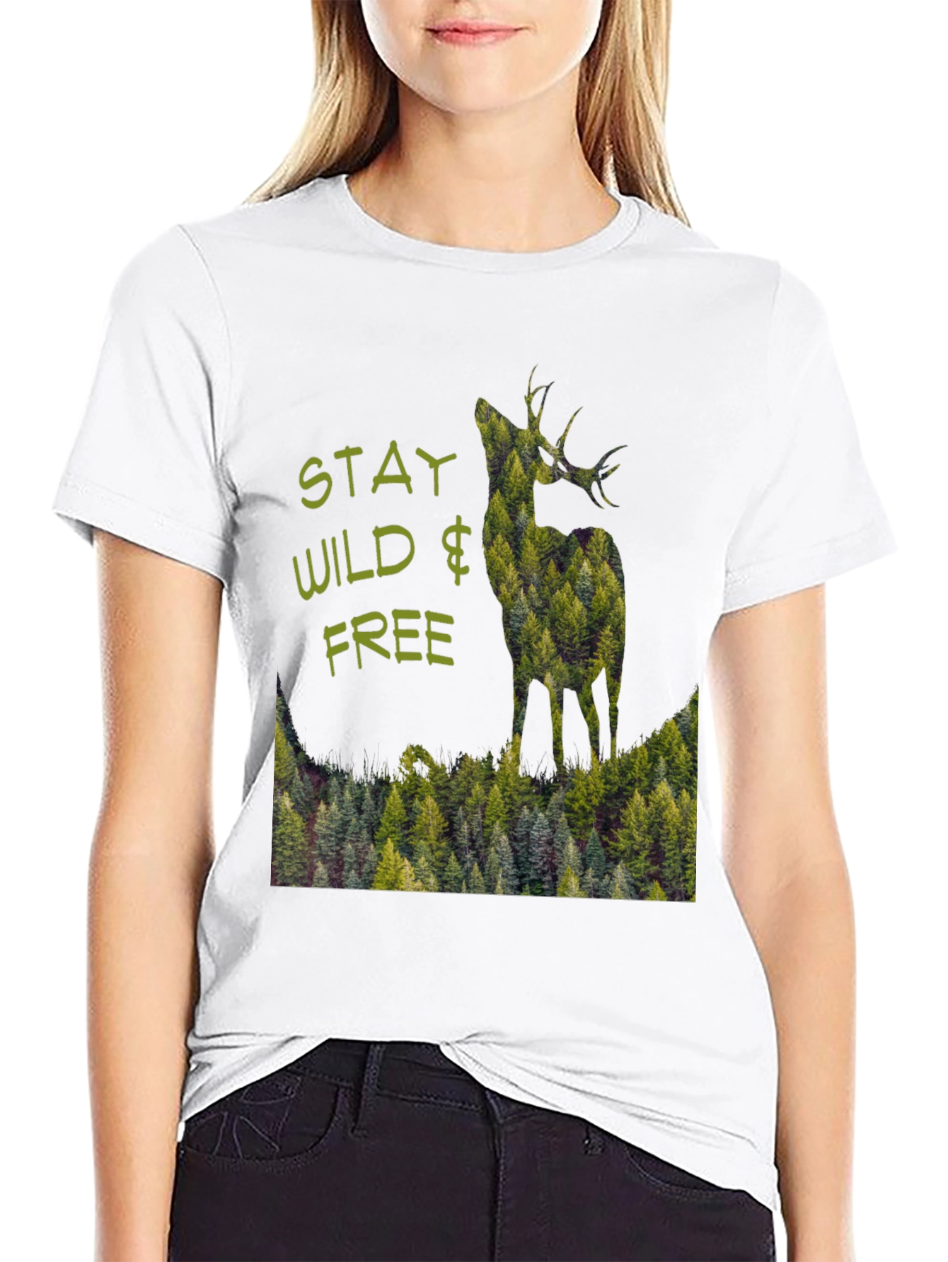 Stay Wild & Free Deer Forest Graphic Tee
