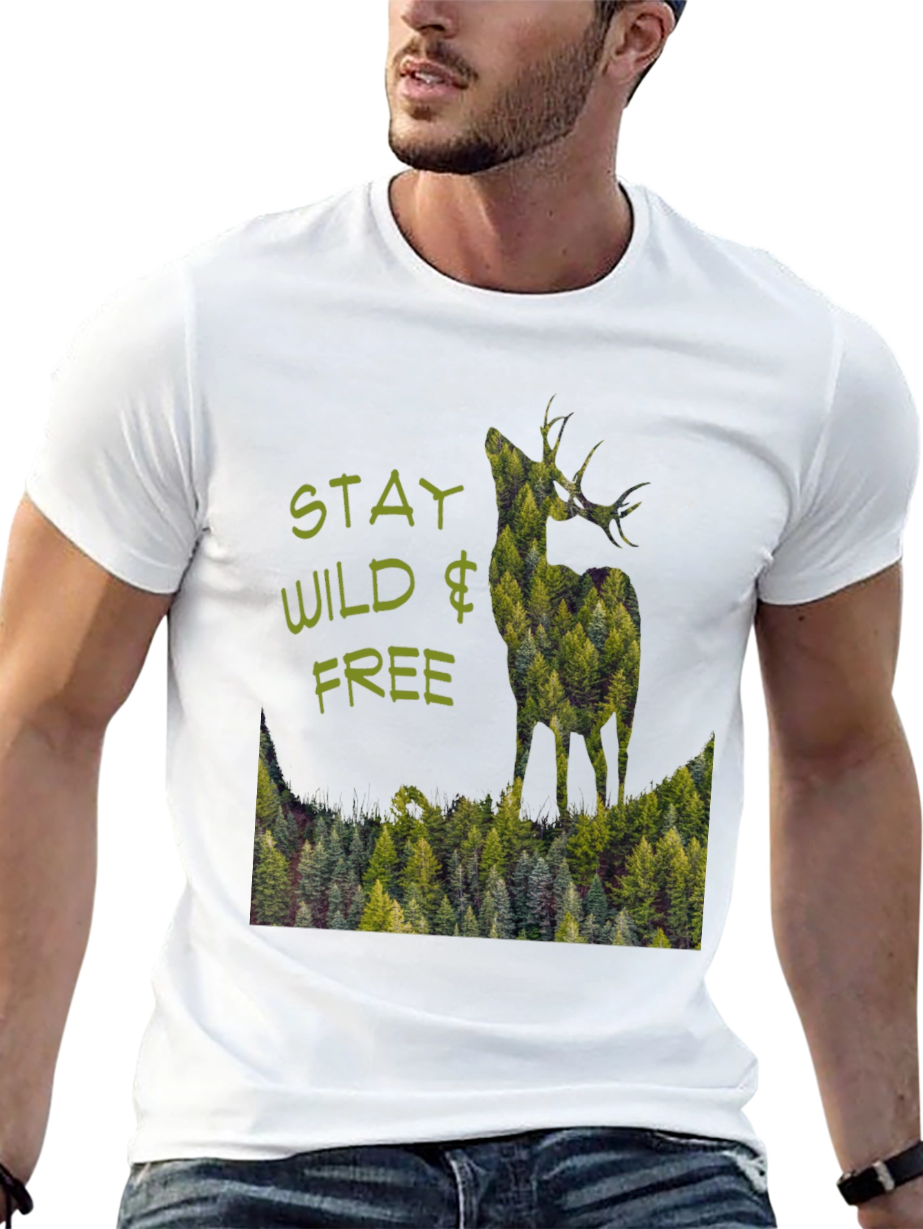 Stay Wild & Free Deer Forest Graphic Tee