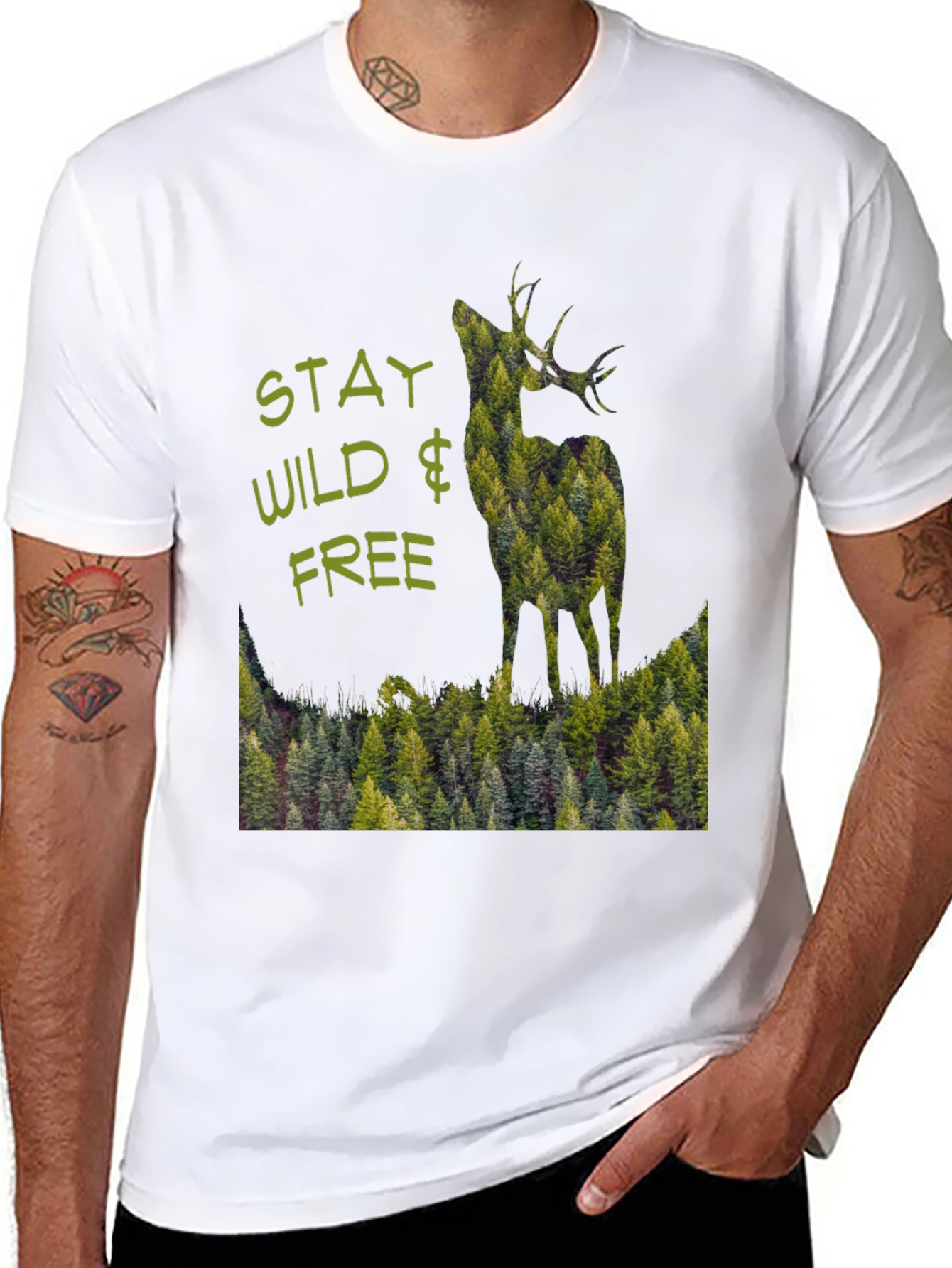 Stay Wild & Free Deer Forest Graphic Tee