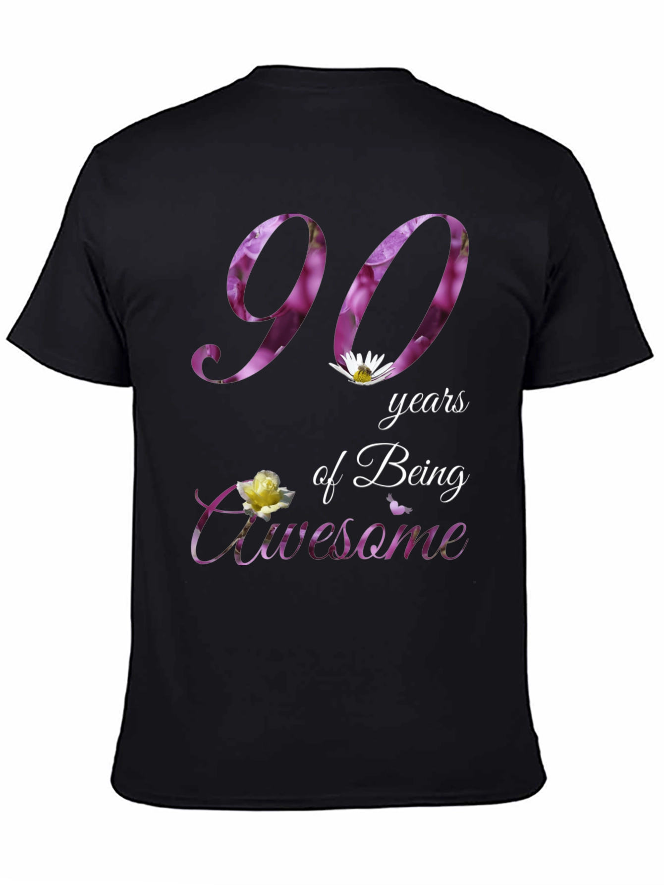 90 Years Awesome Floral Print T-Shirt