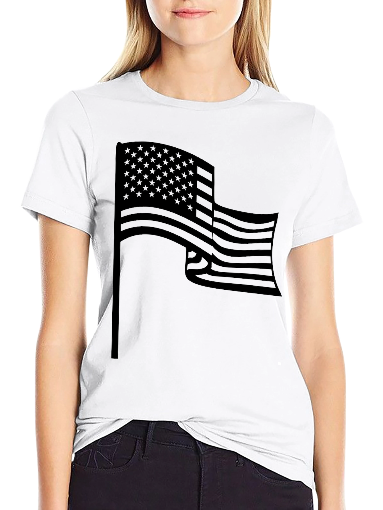 American Flag Graphic T-Shirt - Black