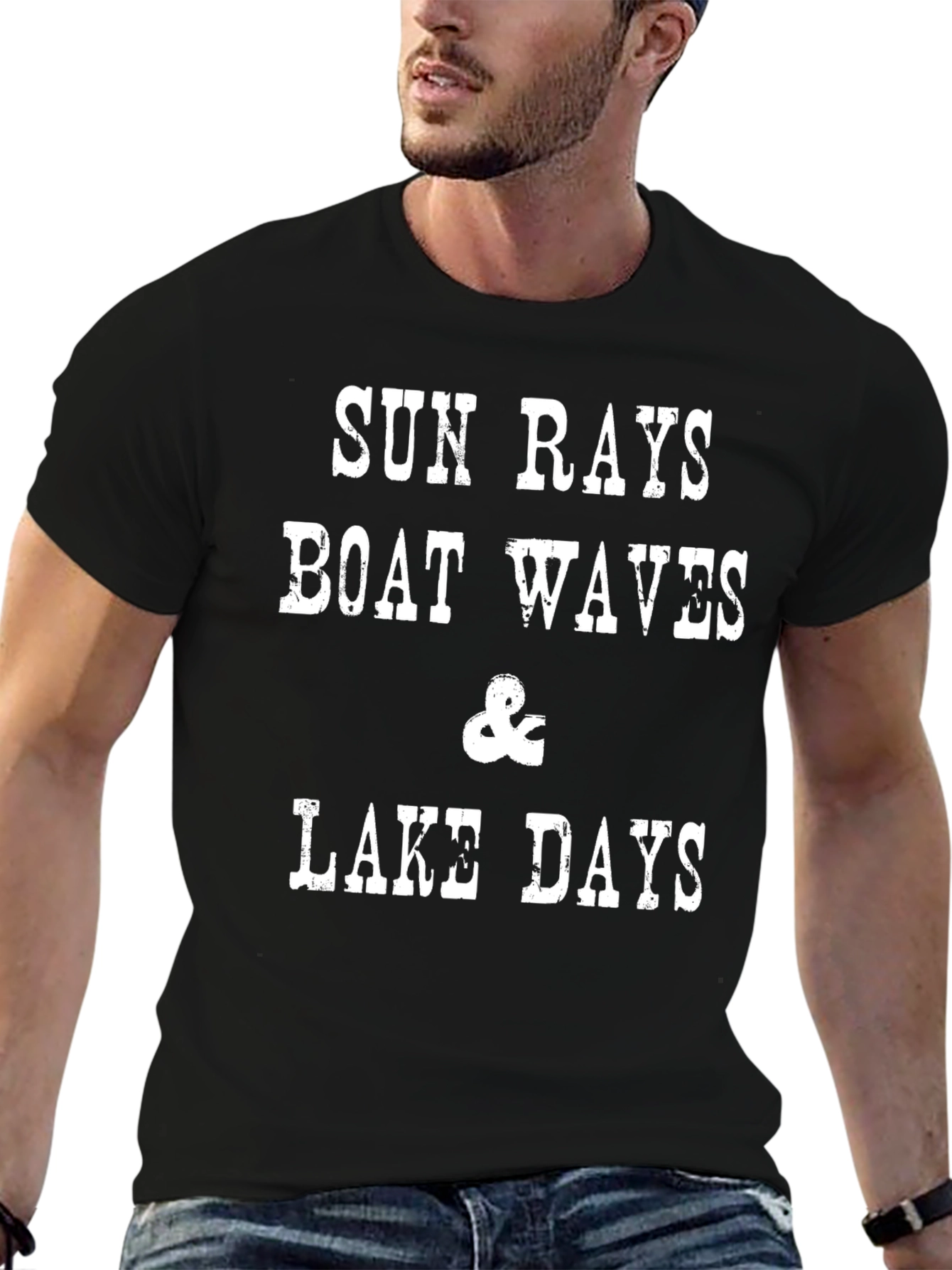 Sun Rays Boat Waves Lake Days T-Shirt