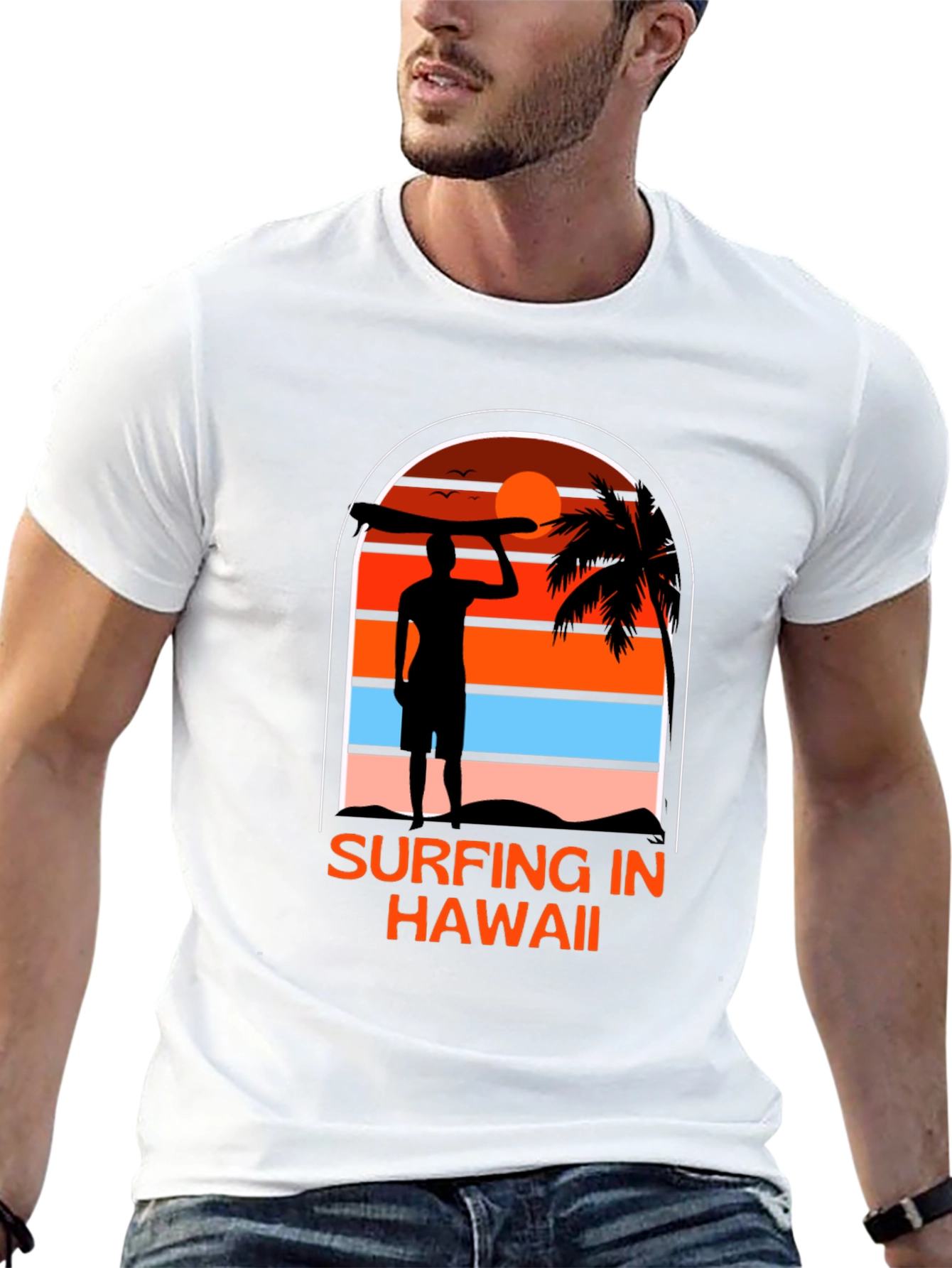 Surfing in Hawaii Graphic Tee