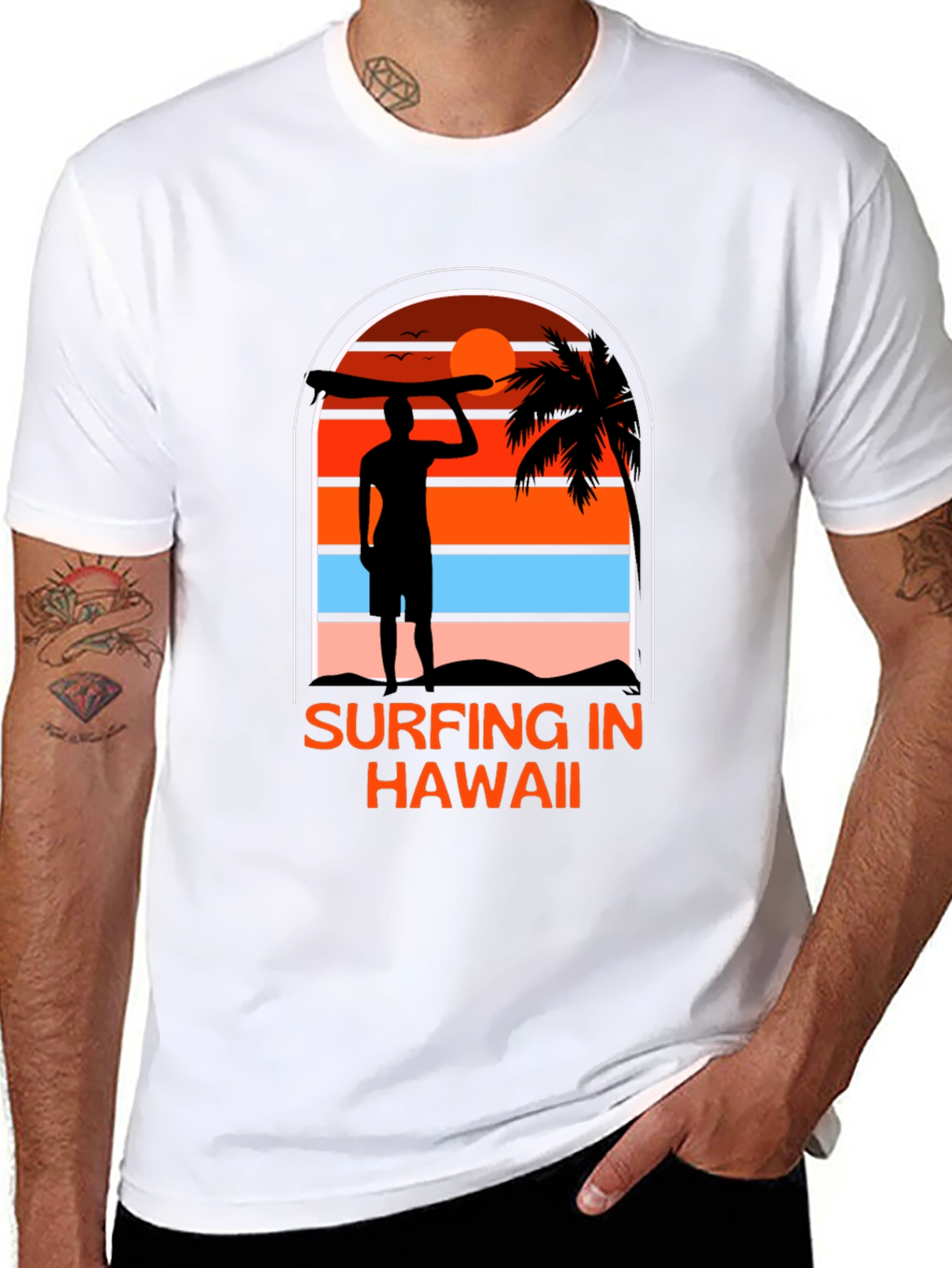 Surfing in Hawaii Graphic Tee