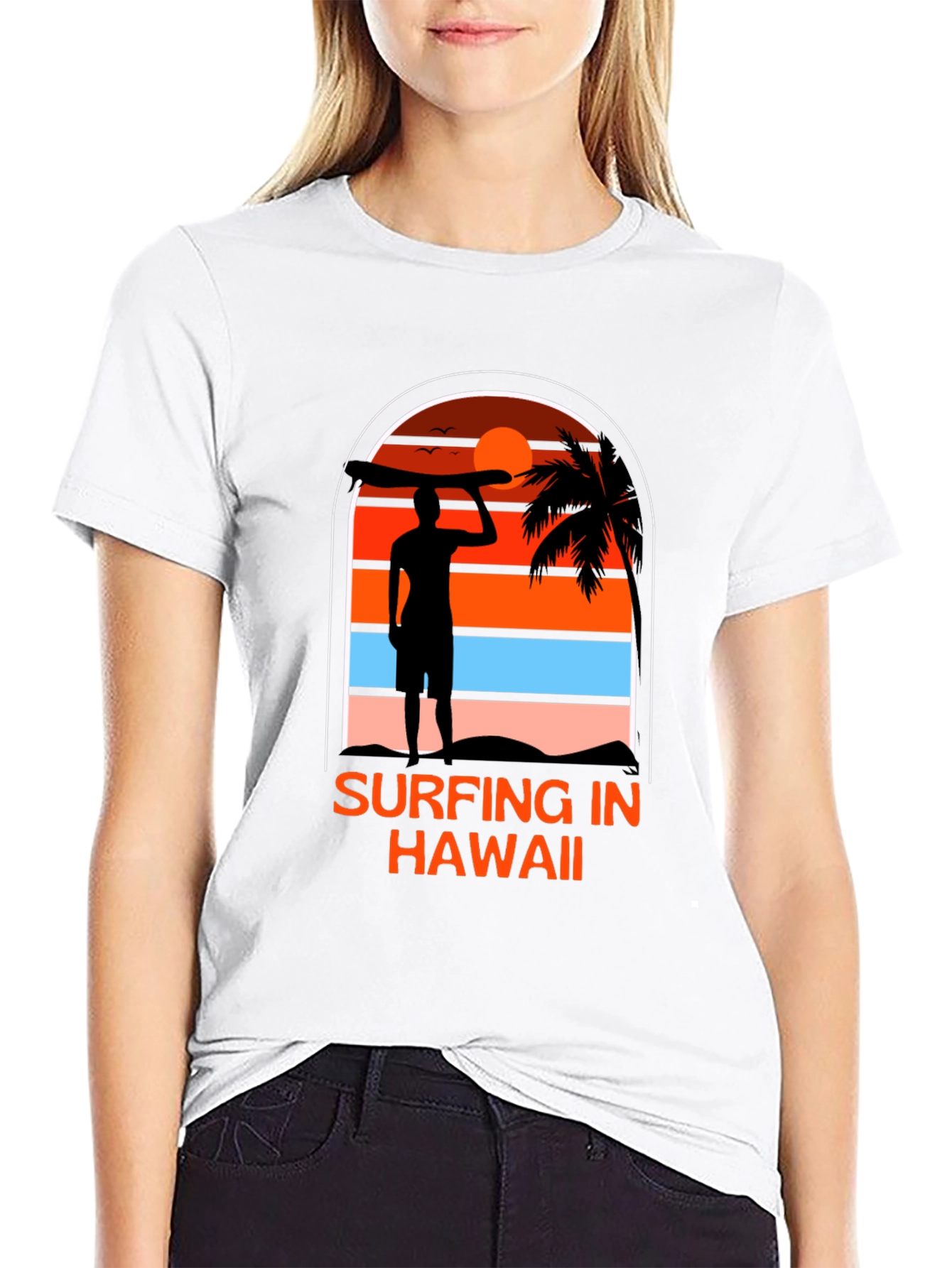 Surfing in Hawaii Graphic Tee