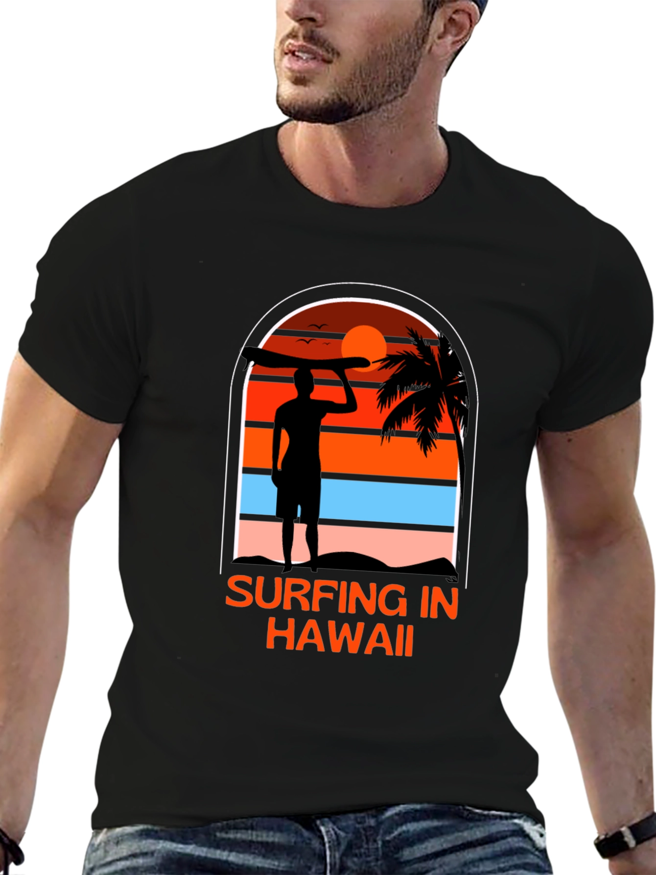 Surfing in Hawaii Graphic Tee