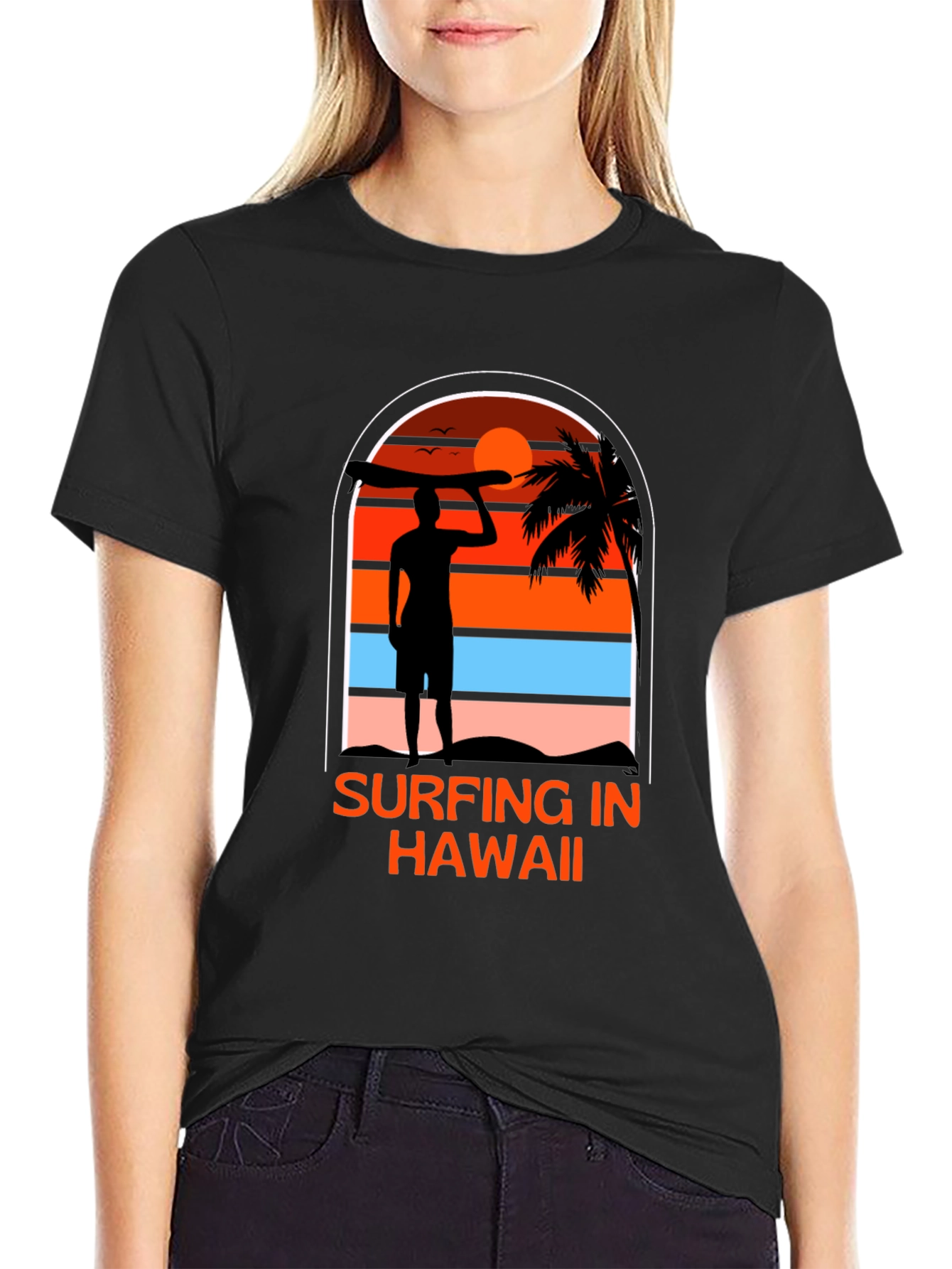 Surfing in Hawaii Graphic Tee