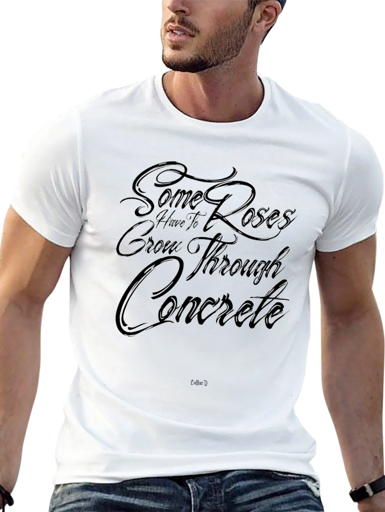 Roses Through Concrete Graphic Tee - Black