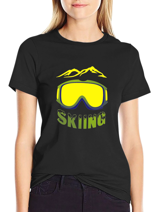 Skiing Graphic T-Shirt - Mountain & Goggles Design
