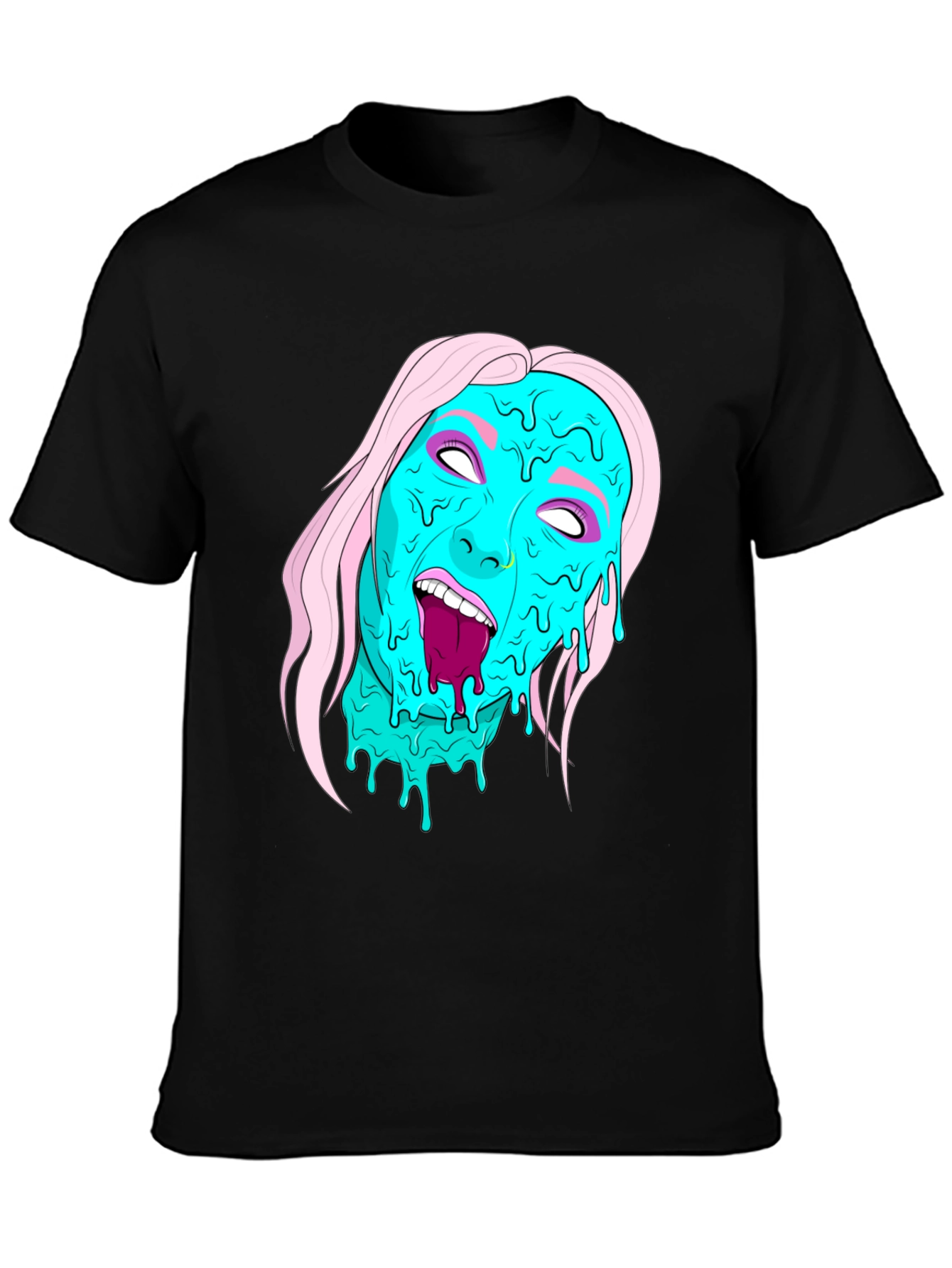 Melting Face Graphic Black T-Shirt