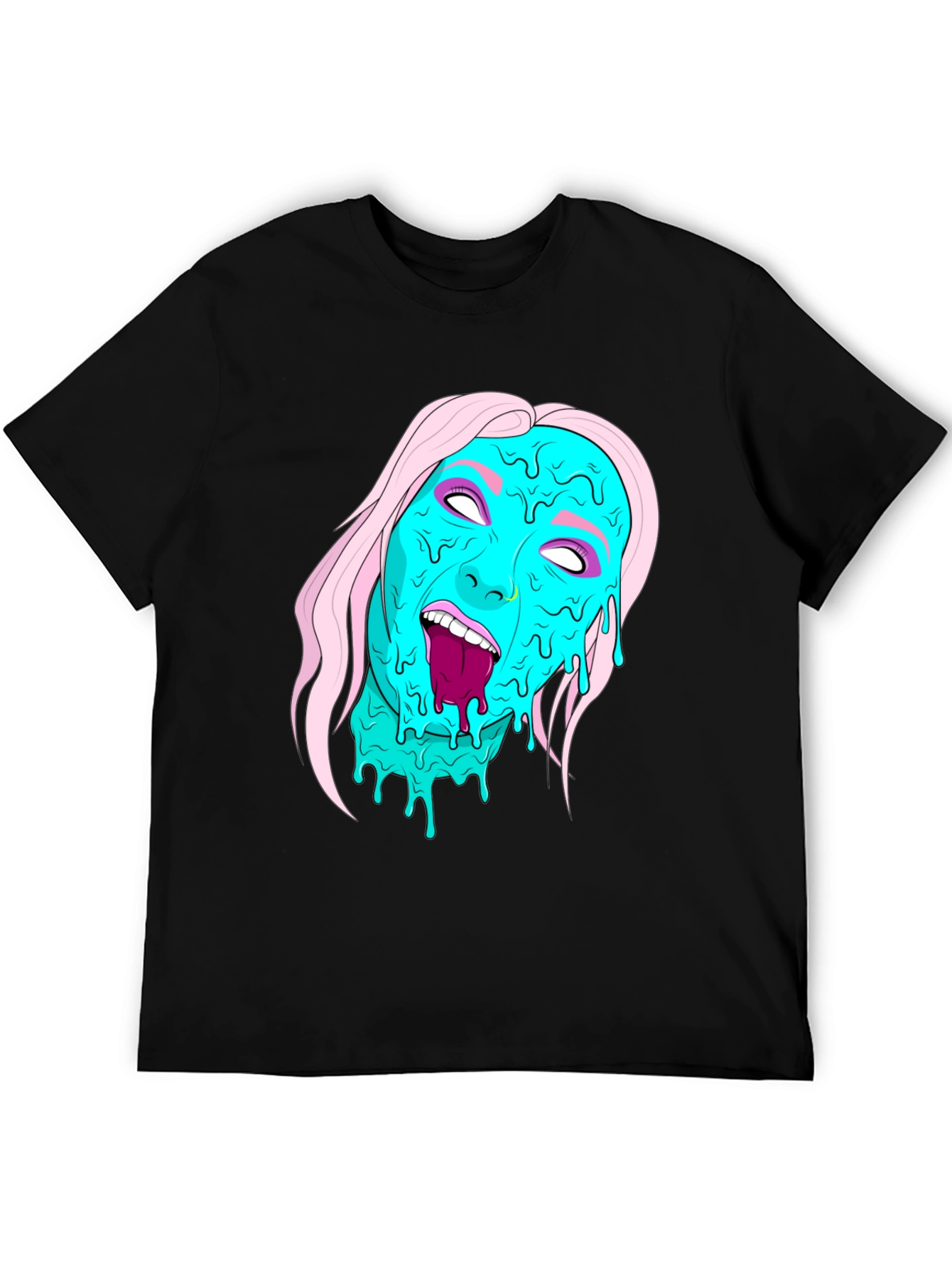 Melting Face Graphic Black T-Shirt