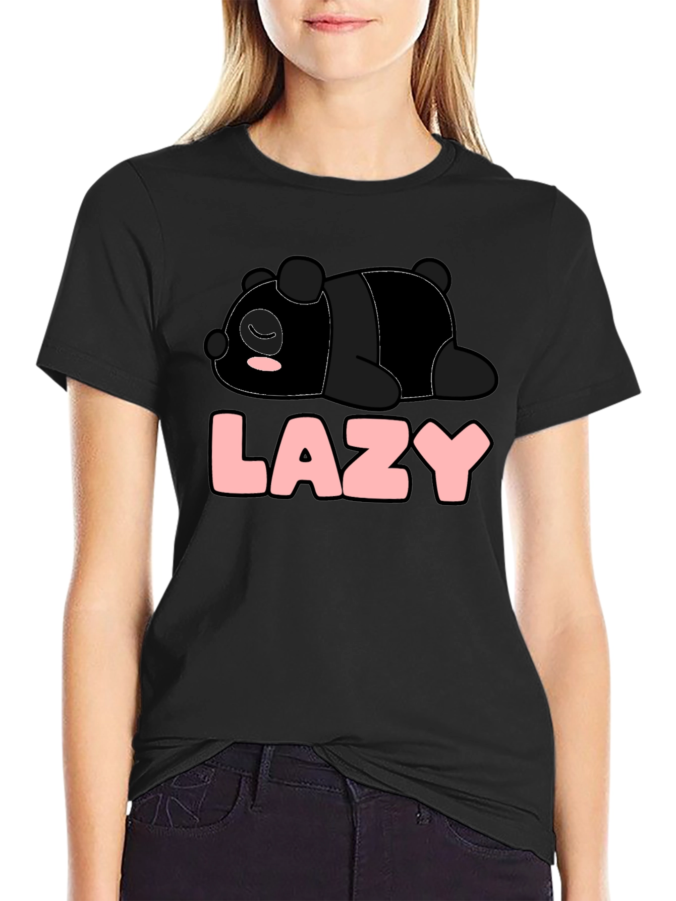 Lazy Panda Graphic Tee - Black