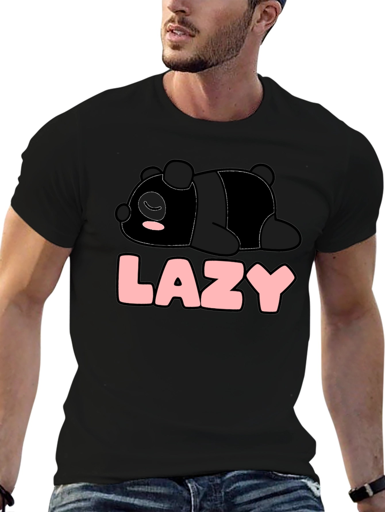 Lazy Panda Graphic Tee - Black
