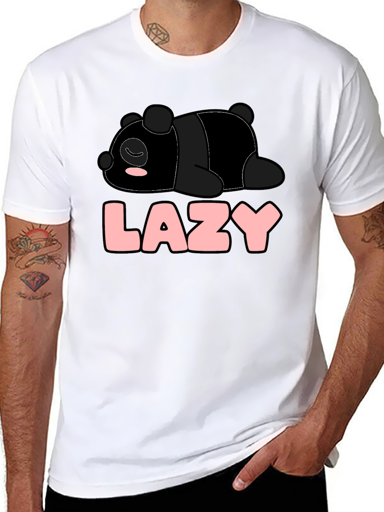 Lazy Panda Graphic Tee - Black