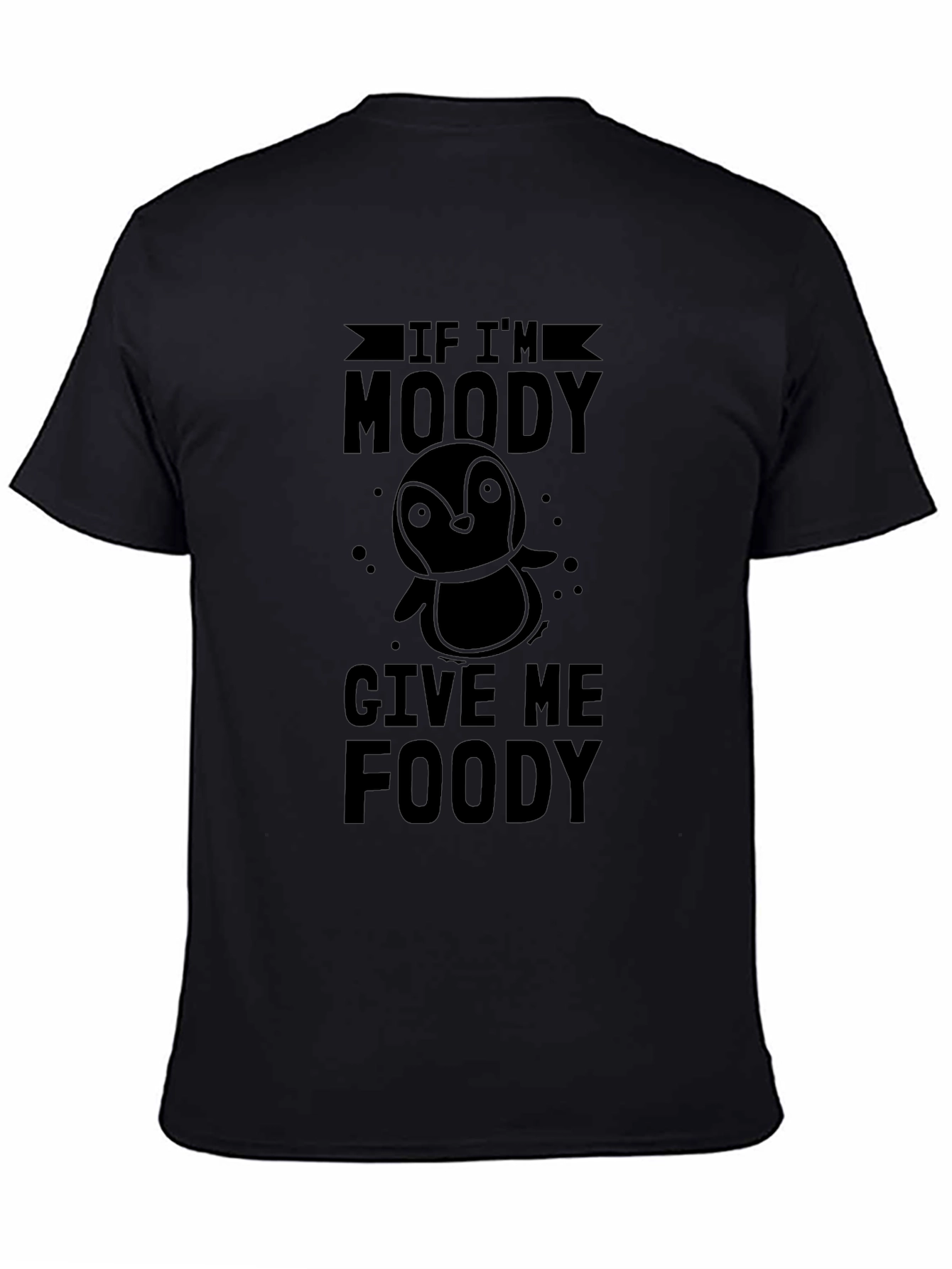Moody Penguin Foody Black Graphic T-Shirt