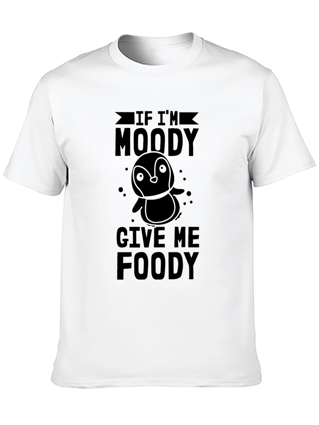 Moody Penguin Foody Black Graphic T-Shirt