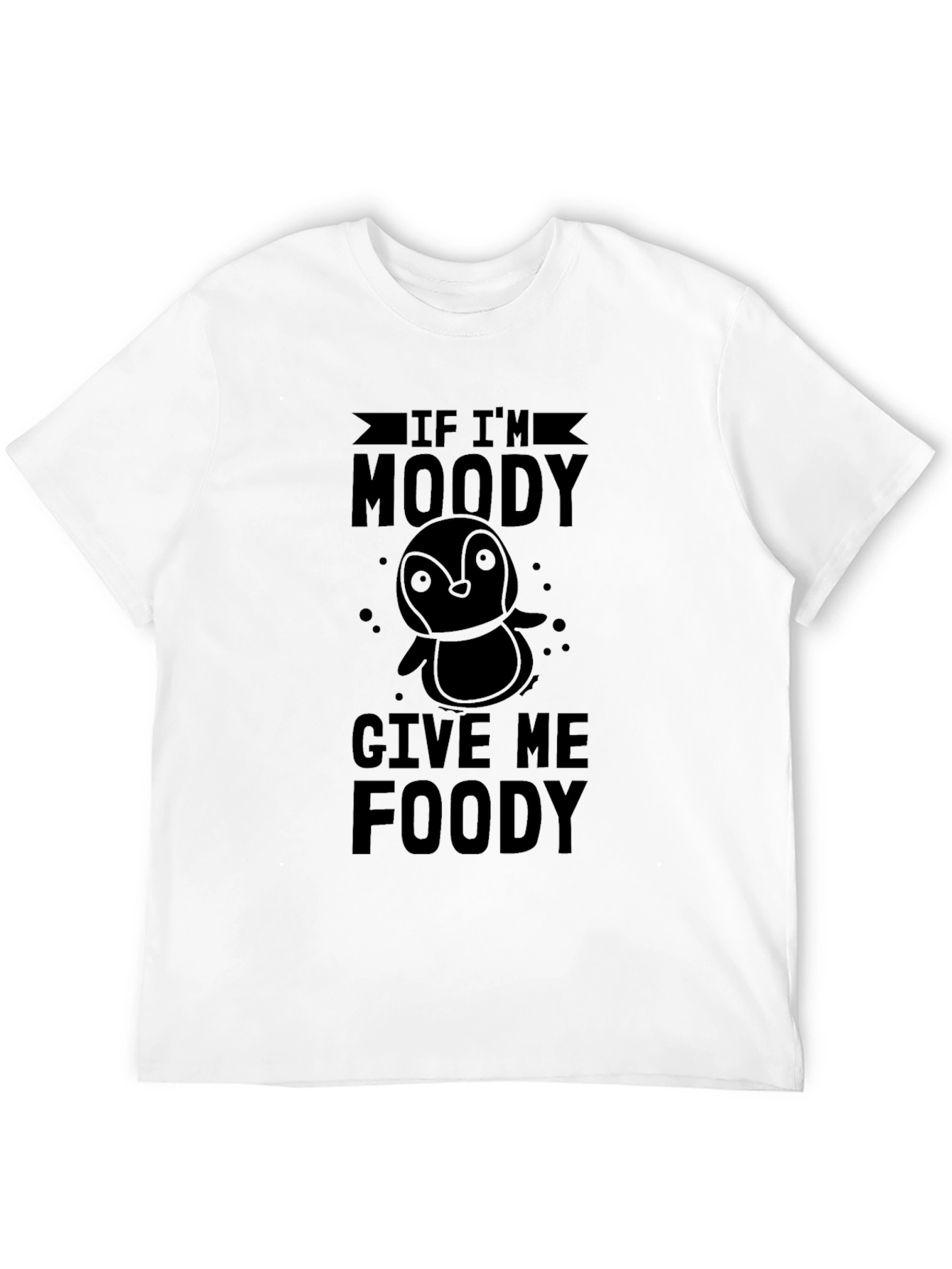 Moody Penguin Foody Black Graphic T-Shirt