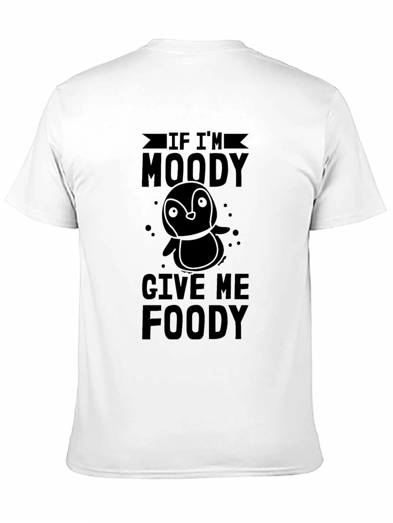 Moody Penguin Foody Black Graphic T-Shirt