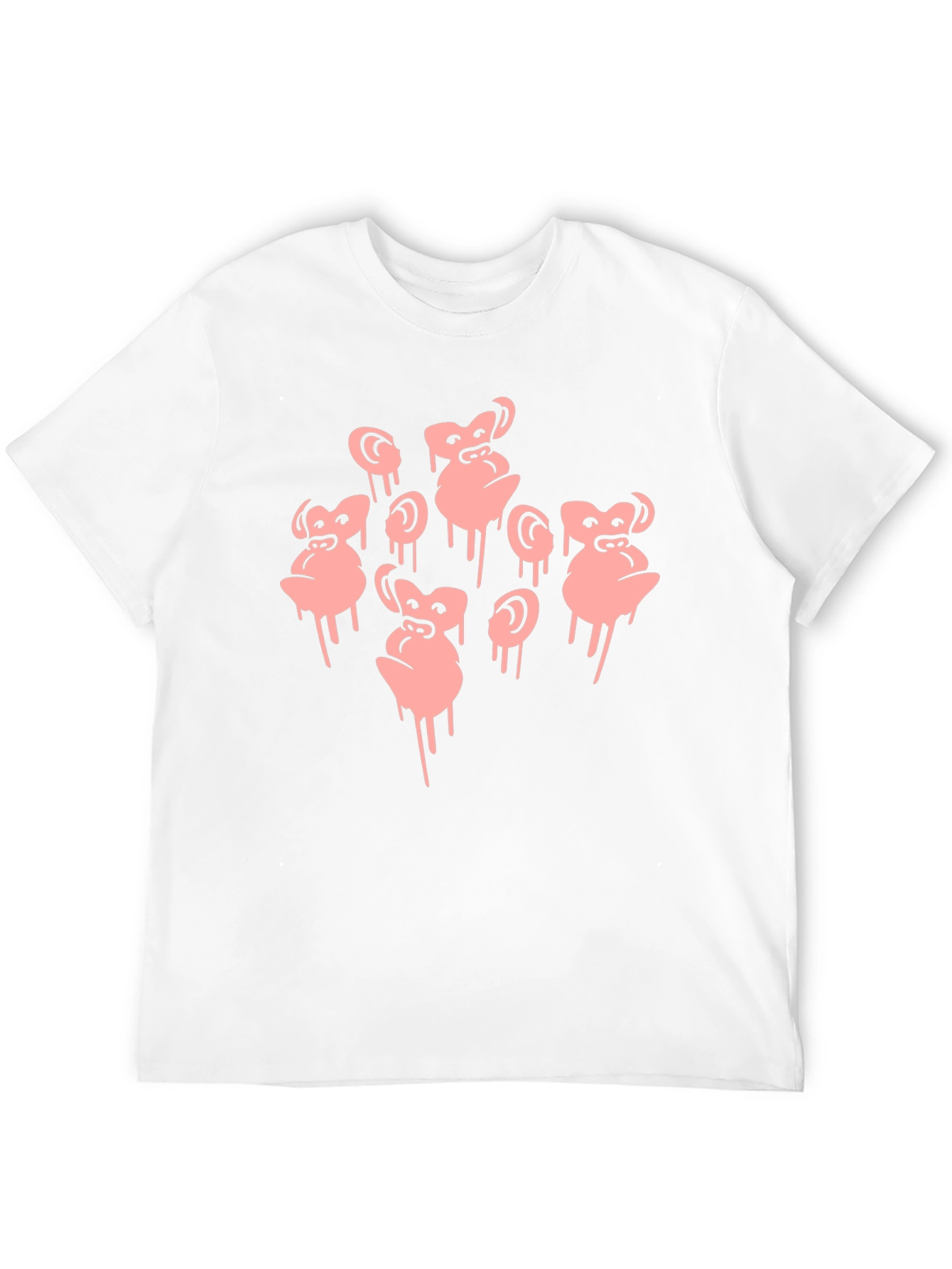 Monkey Faces Graphic Black T-Shirt