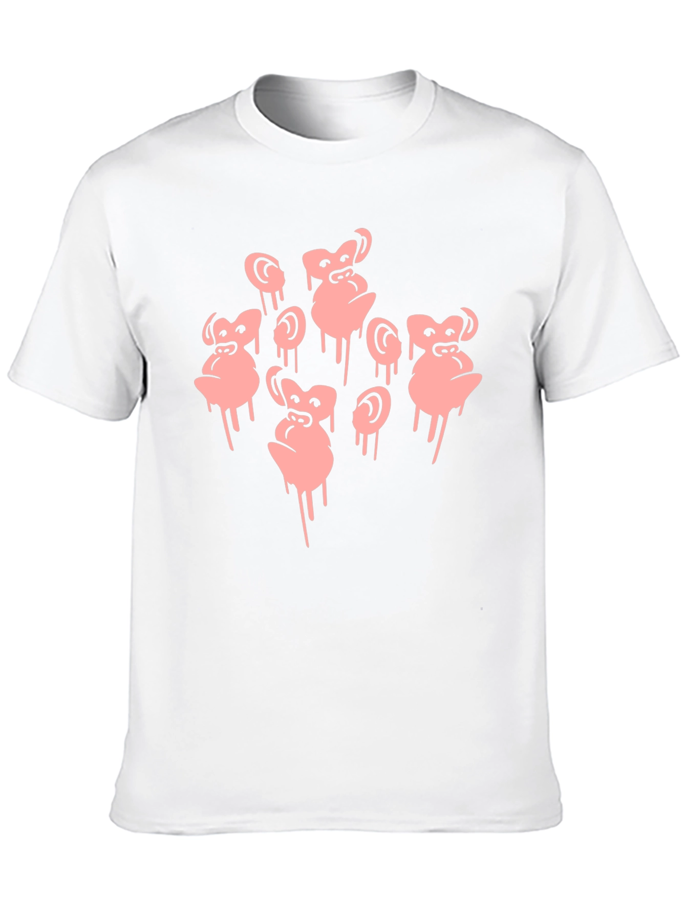 Monkey Faces Graphic Black T-Shirt
