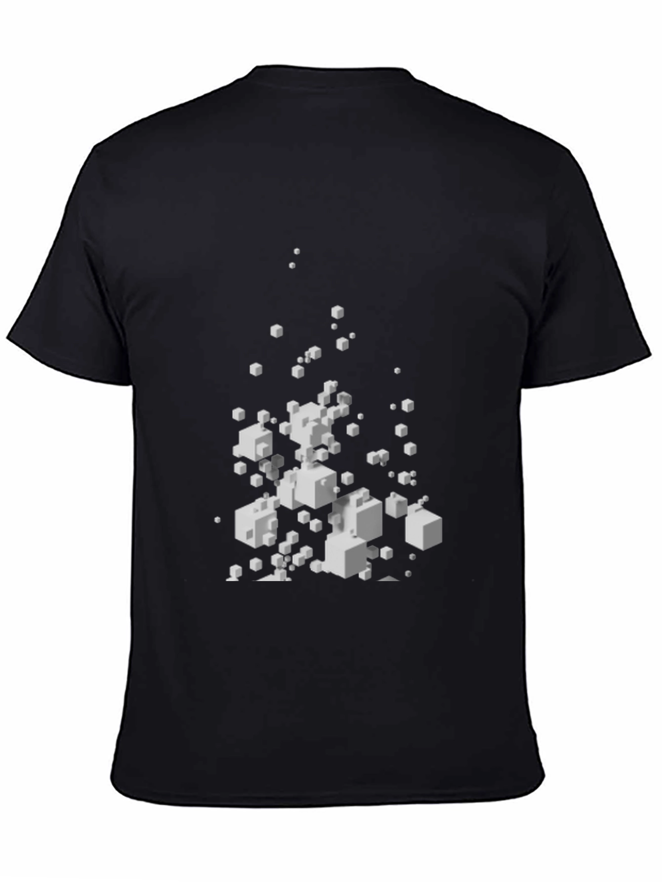 Abstract Cube Pattern Black T-Shirt