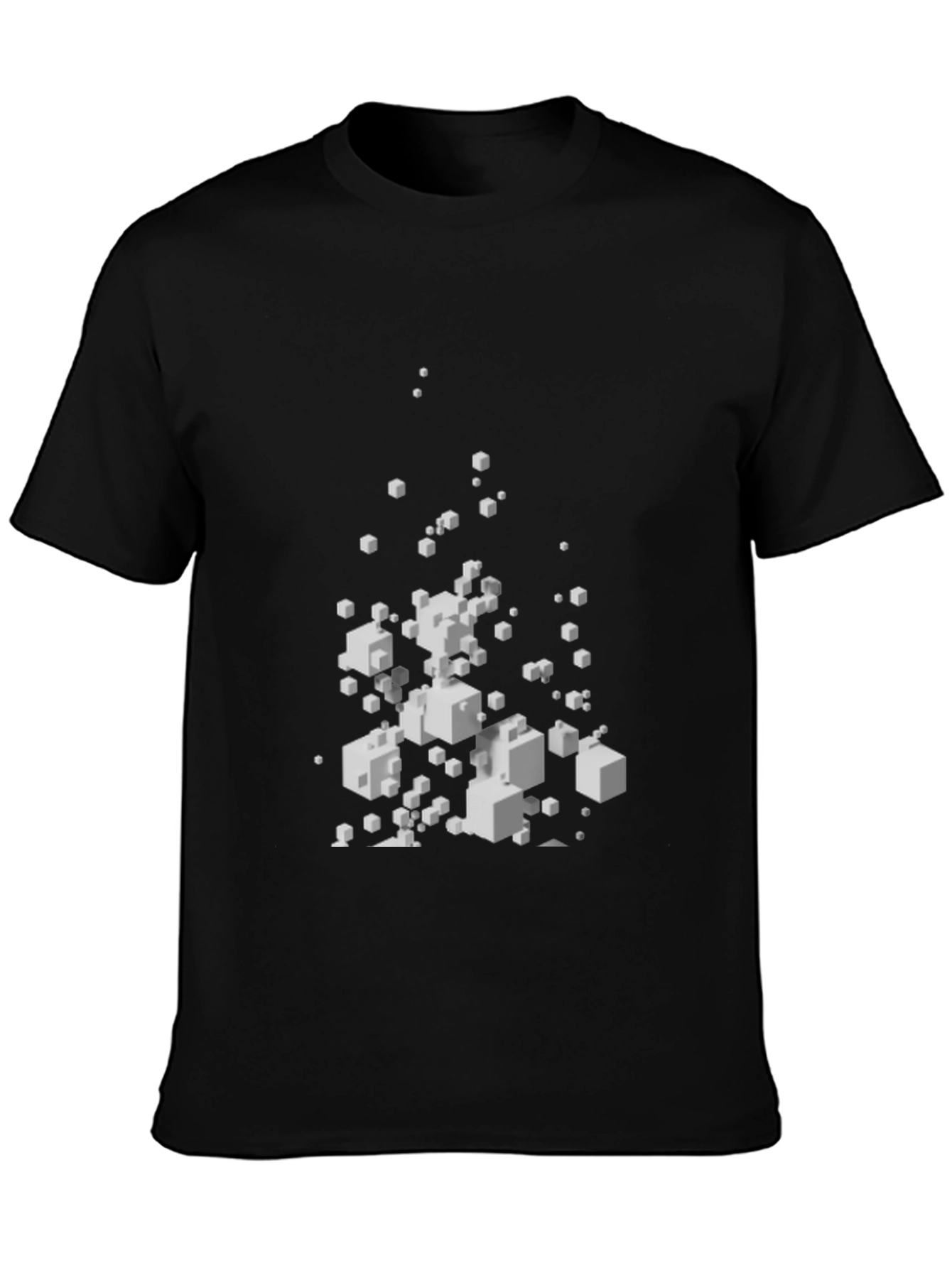 Abstract Cube Pattern Black T-Shirt