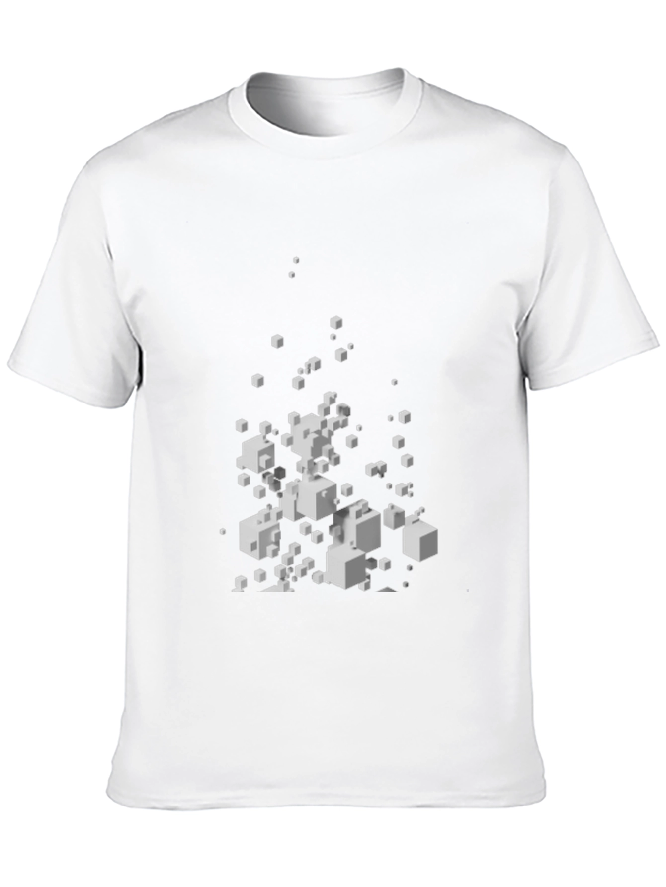 Abstract Cube Pattern Black T-Shirt