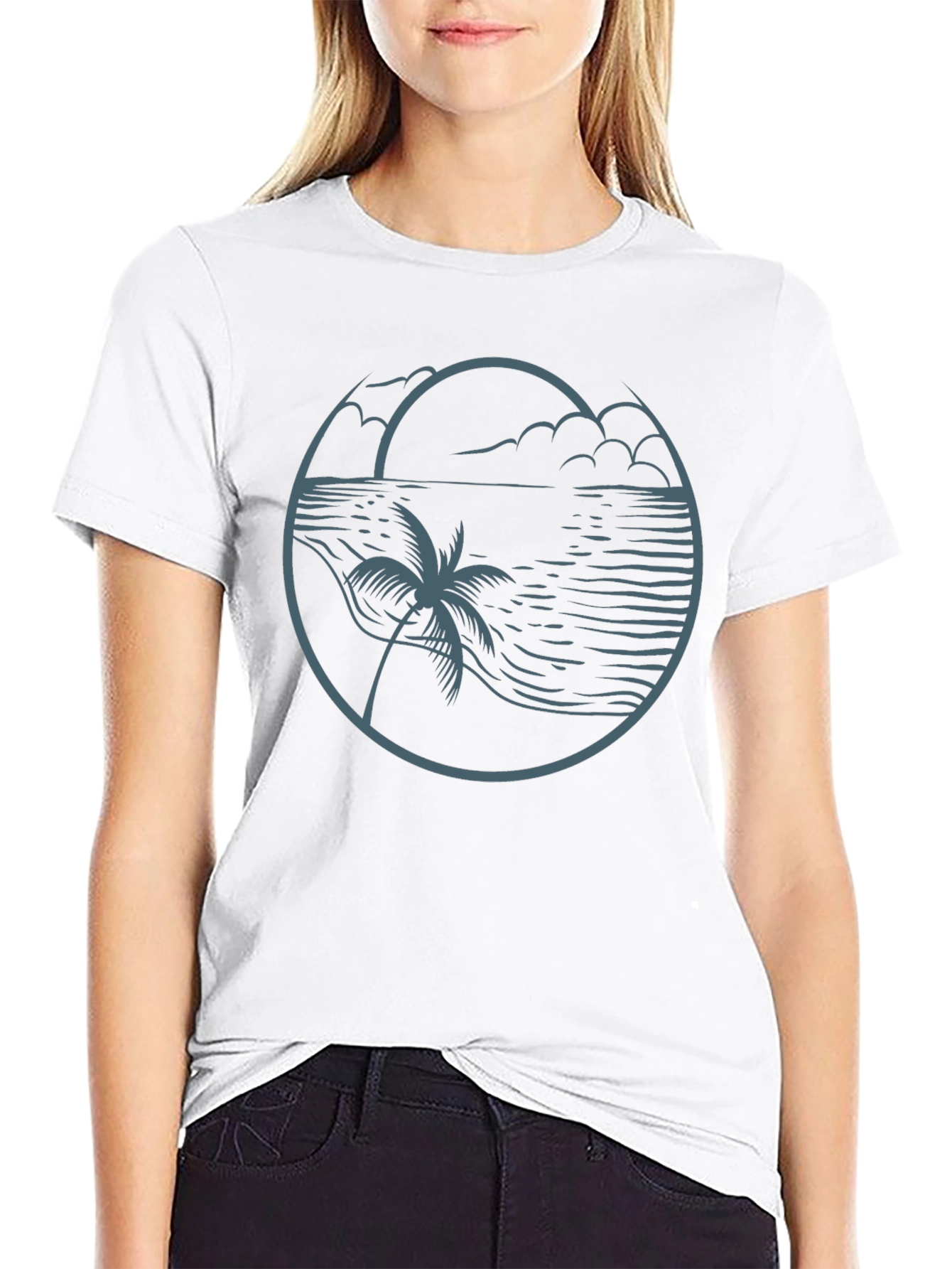 Beach Scene Graphic Tee - Relaxed Style