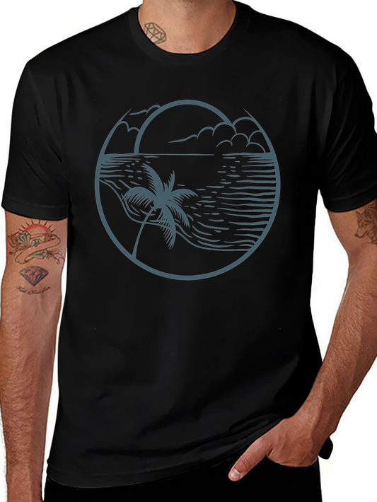 Beach Scene Graphic Tee - Relaxed Style