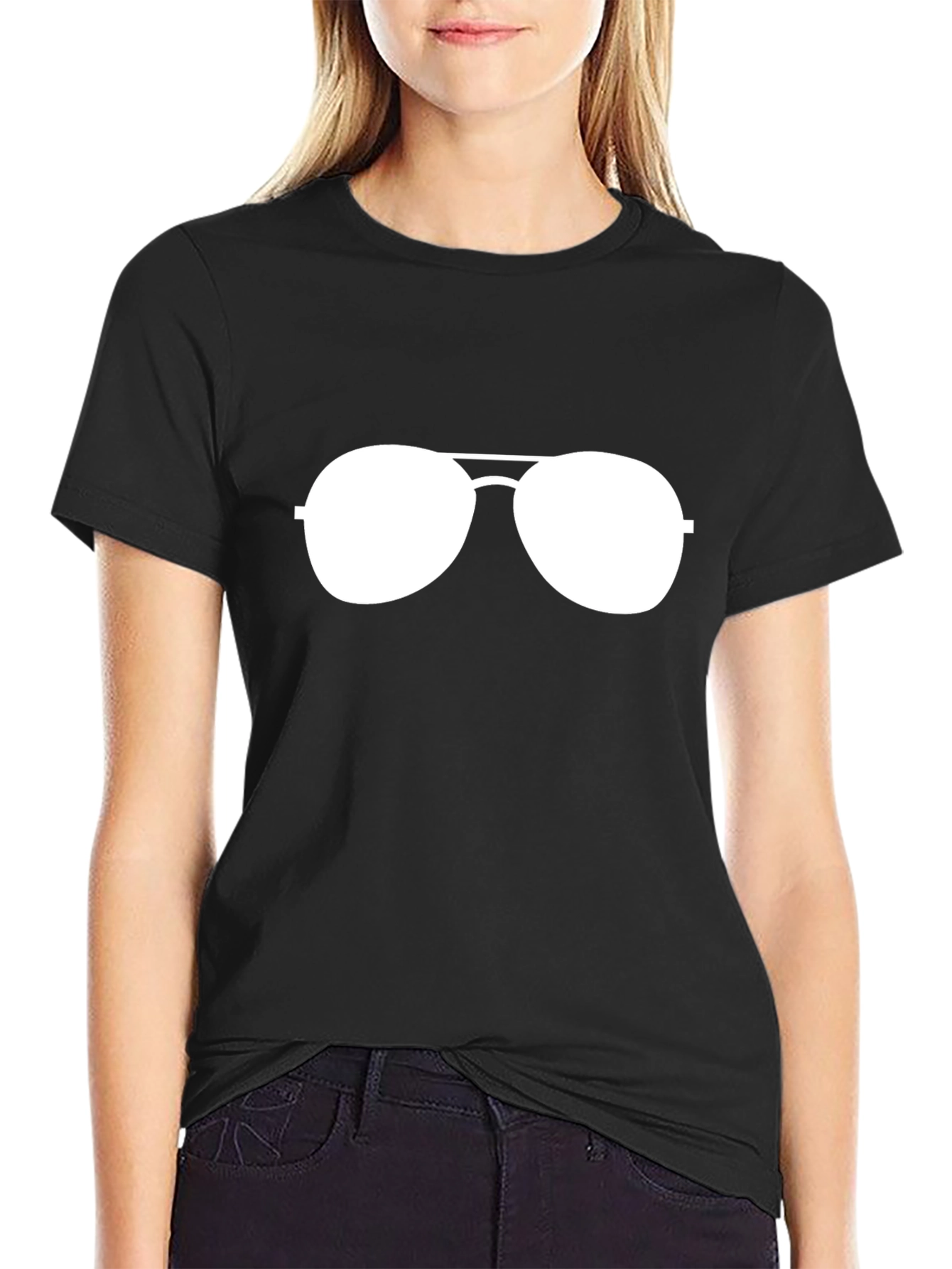 Cool Aviator Sunglasses Graphic Black Tee Shirt