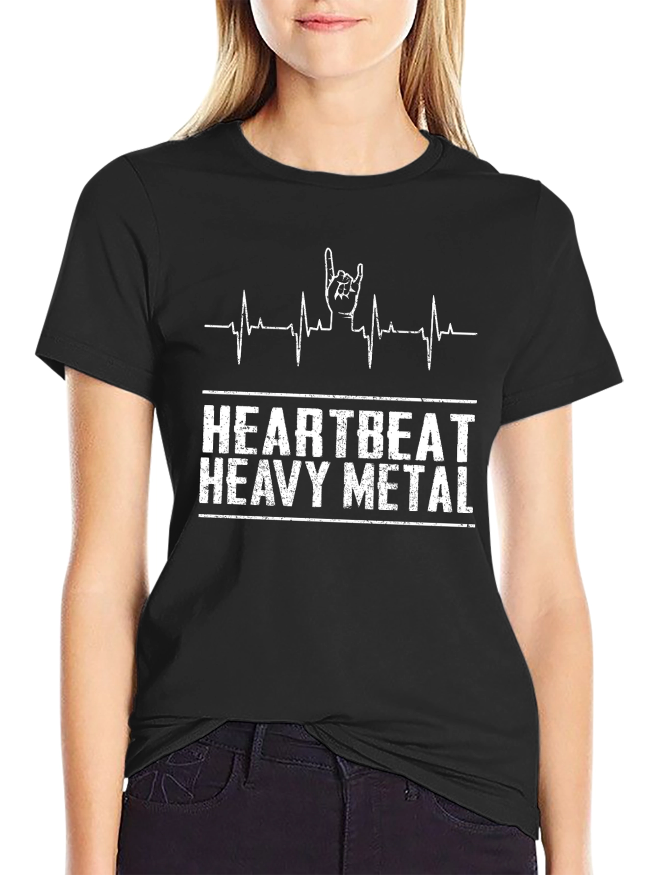 Heartbeat Heavy Metal Black T-Shirt