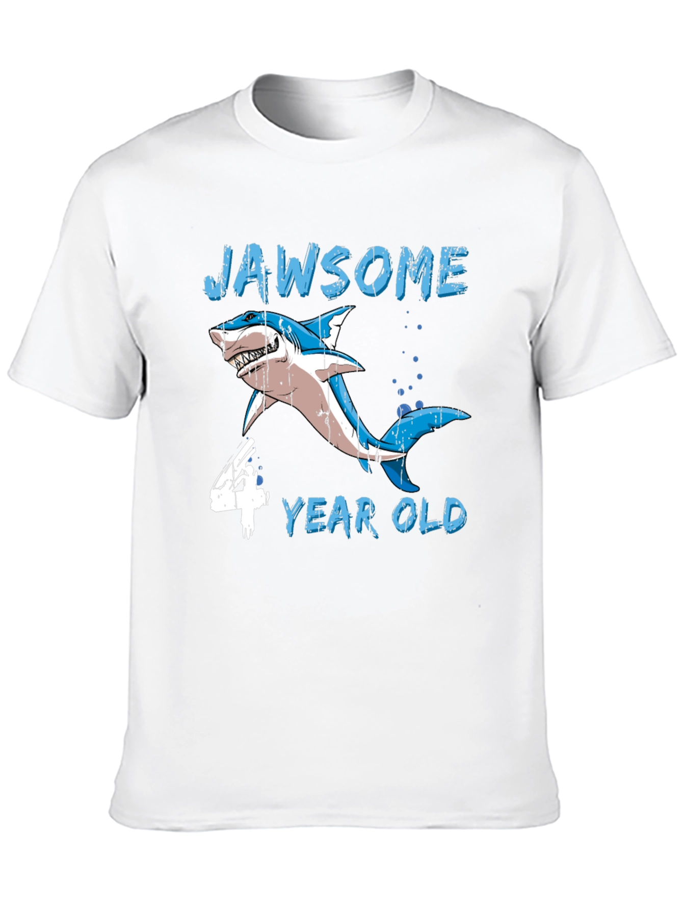 Jawsome 4 Year Old Shark Birthday T-Shirt