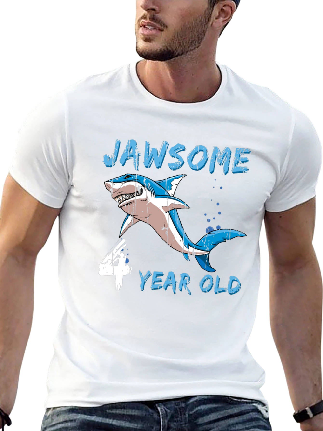 Jawsome 4 Year Old Shark Birthday T-Shirt