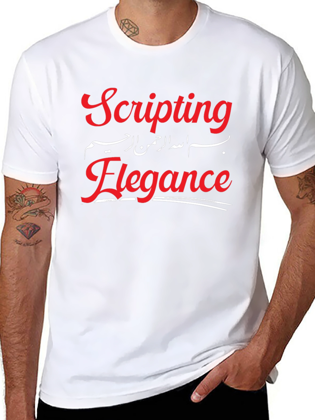 Scripting Elegance Black Graphic Tee