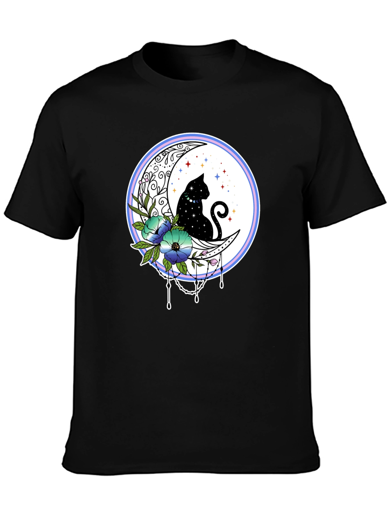 Celestial Cat on Moon T-Shirt