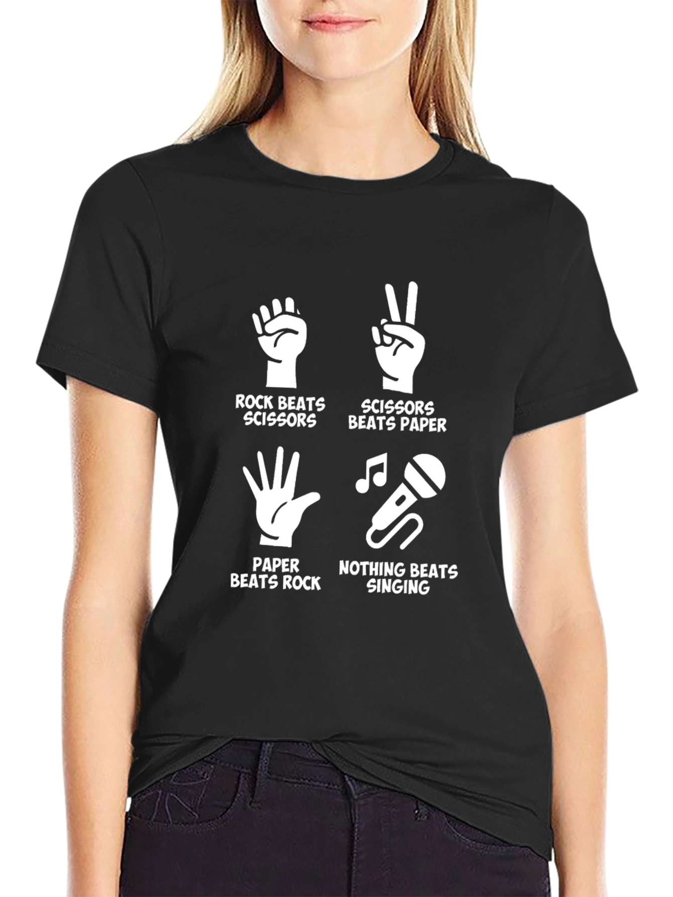 Rock Paper Scissors Singing Funny Graphic Tee