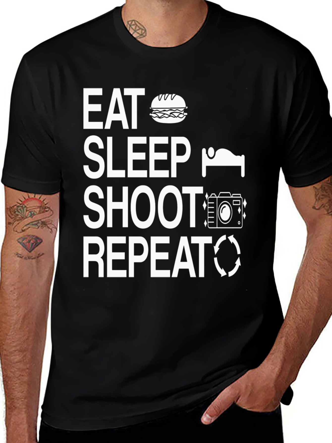 Eat Sleep Shoot Repeat T-Shirt - Photography Lover Tee